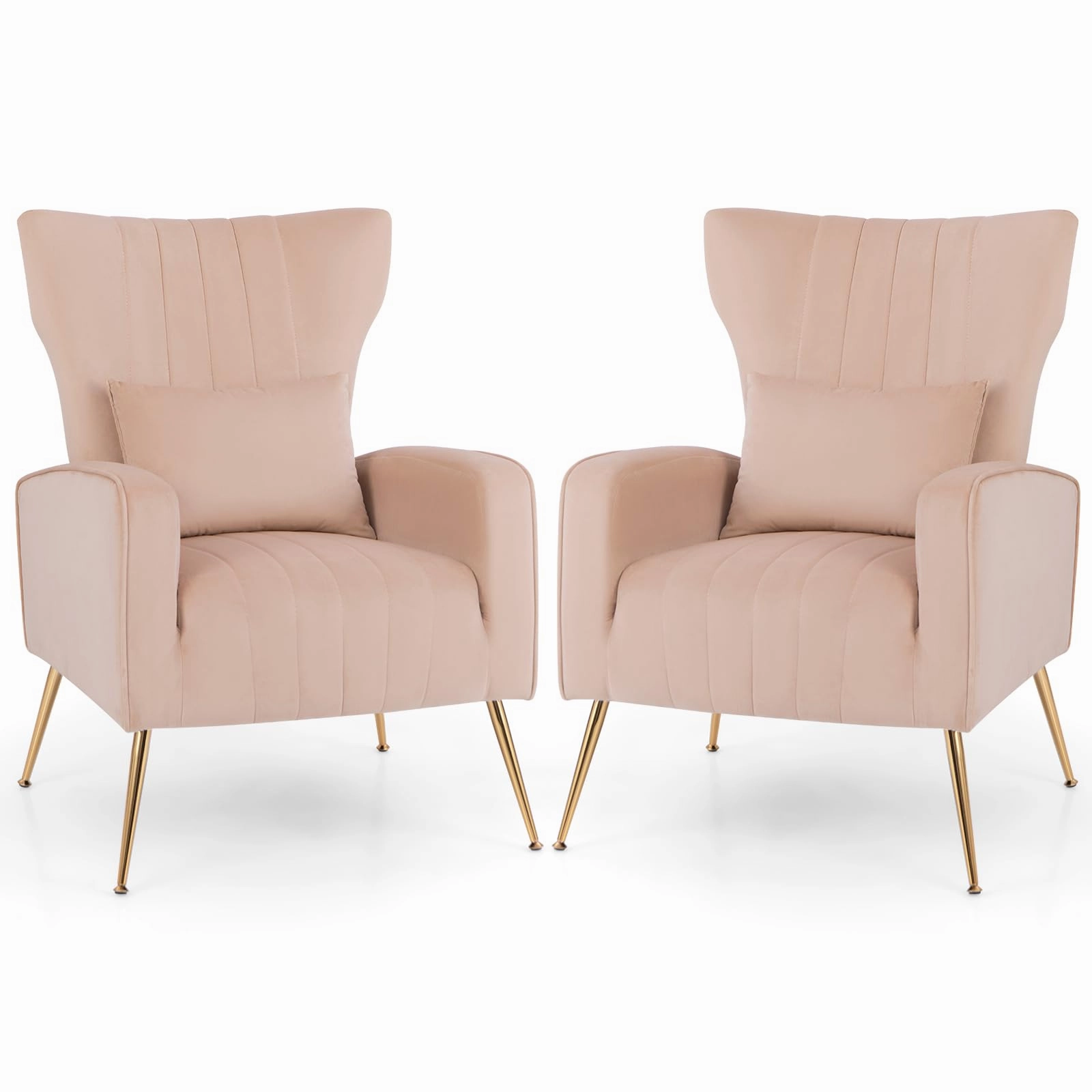 Giantex Velvet Accent Chair with Lumbar Pillow