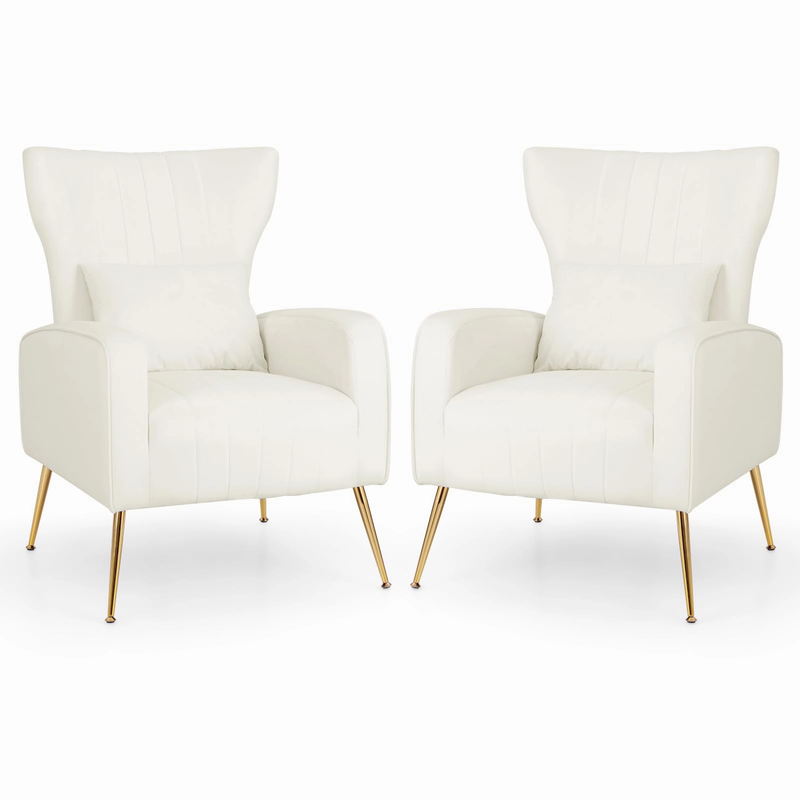 Giantex Velvet Accent Chair with Lumbar Pillow