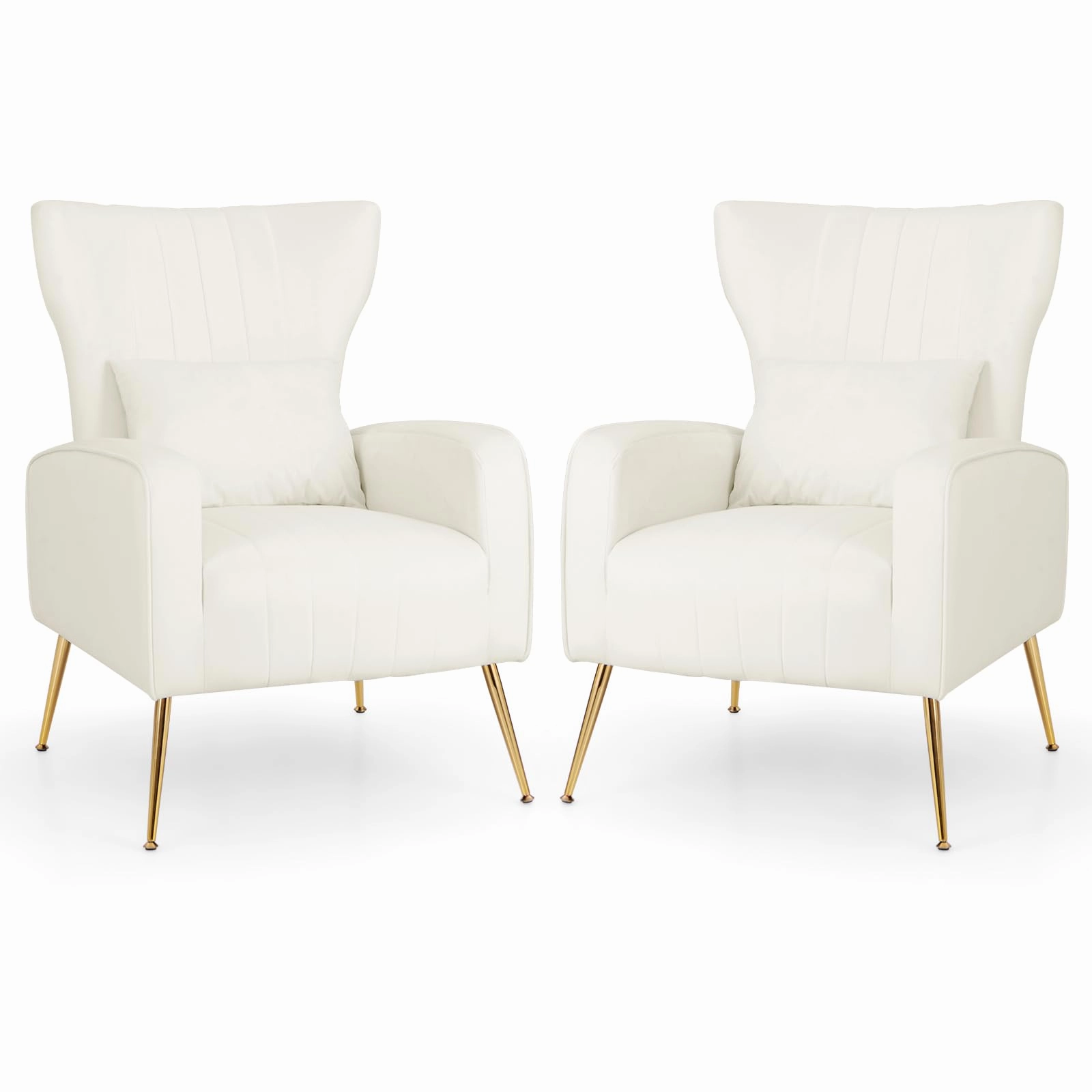 Giantex Velvet Accent Chair with Lumbar Pillow