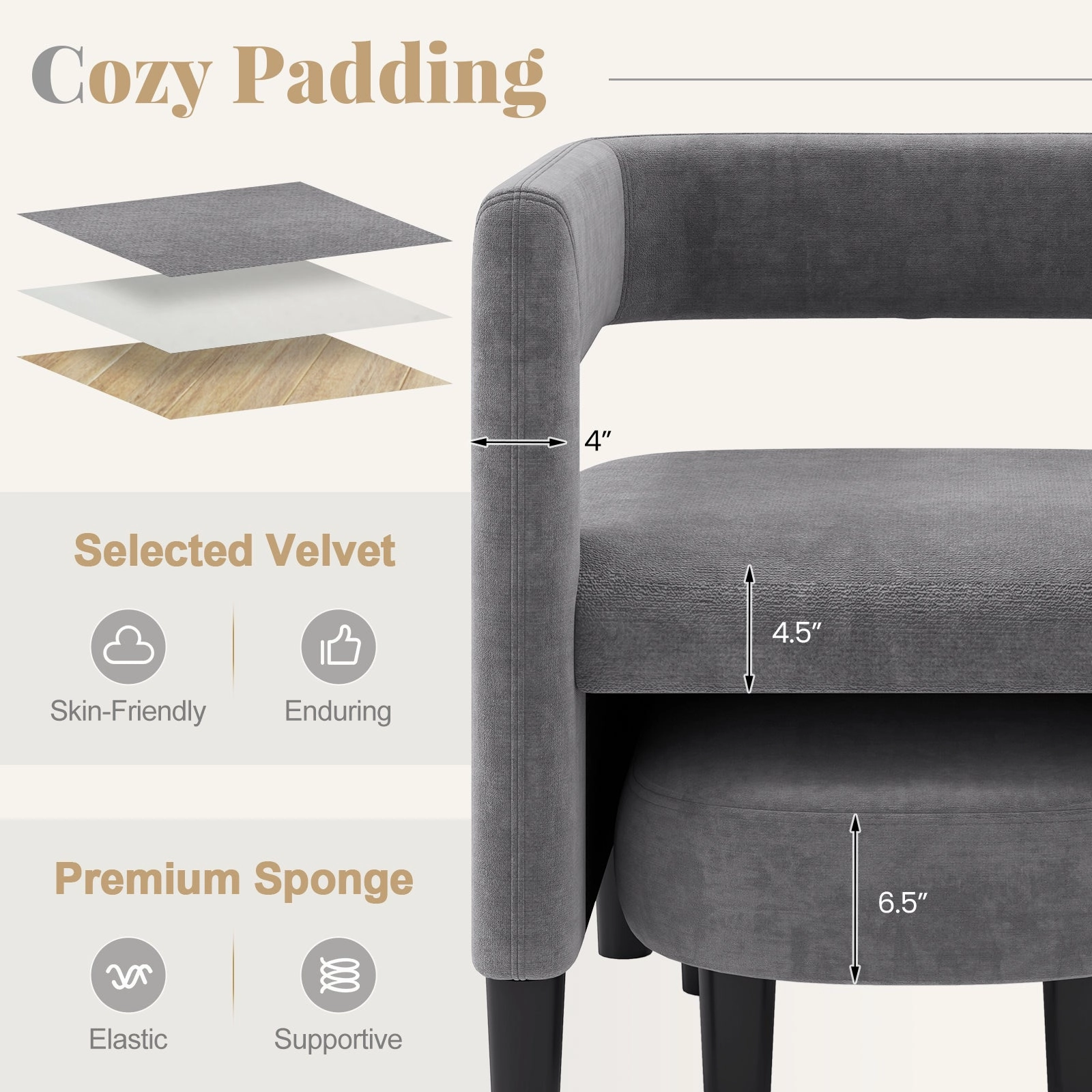 Giantex Velvet Accent Chair with Ottoman