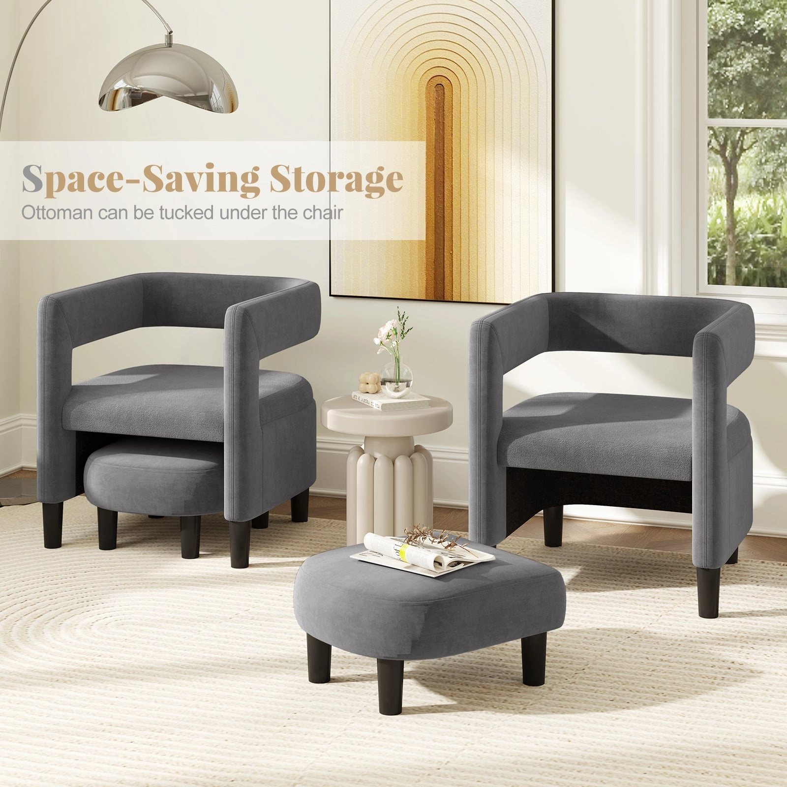 Giantex Velvet Accent Chair with Ottoman