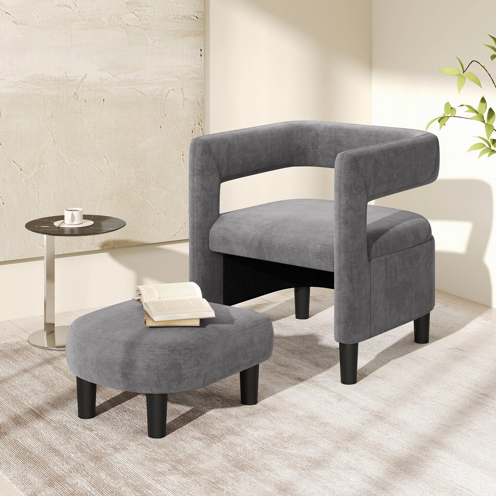 Giantex Velvet Accent Chair with Ottoman