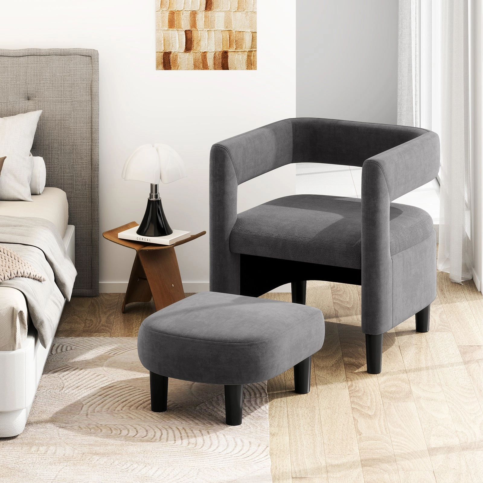 Giantex Velvet Accent Chair with Ottoman