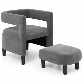 Giantex Velvet Accent Chair with Ottoman sectional sofa, corner couch