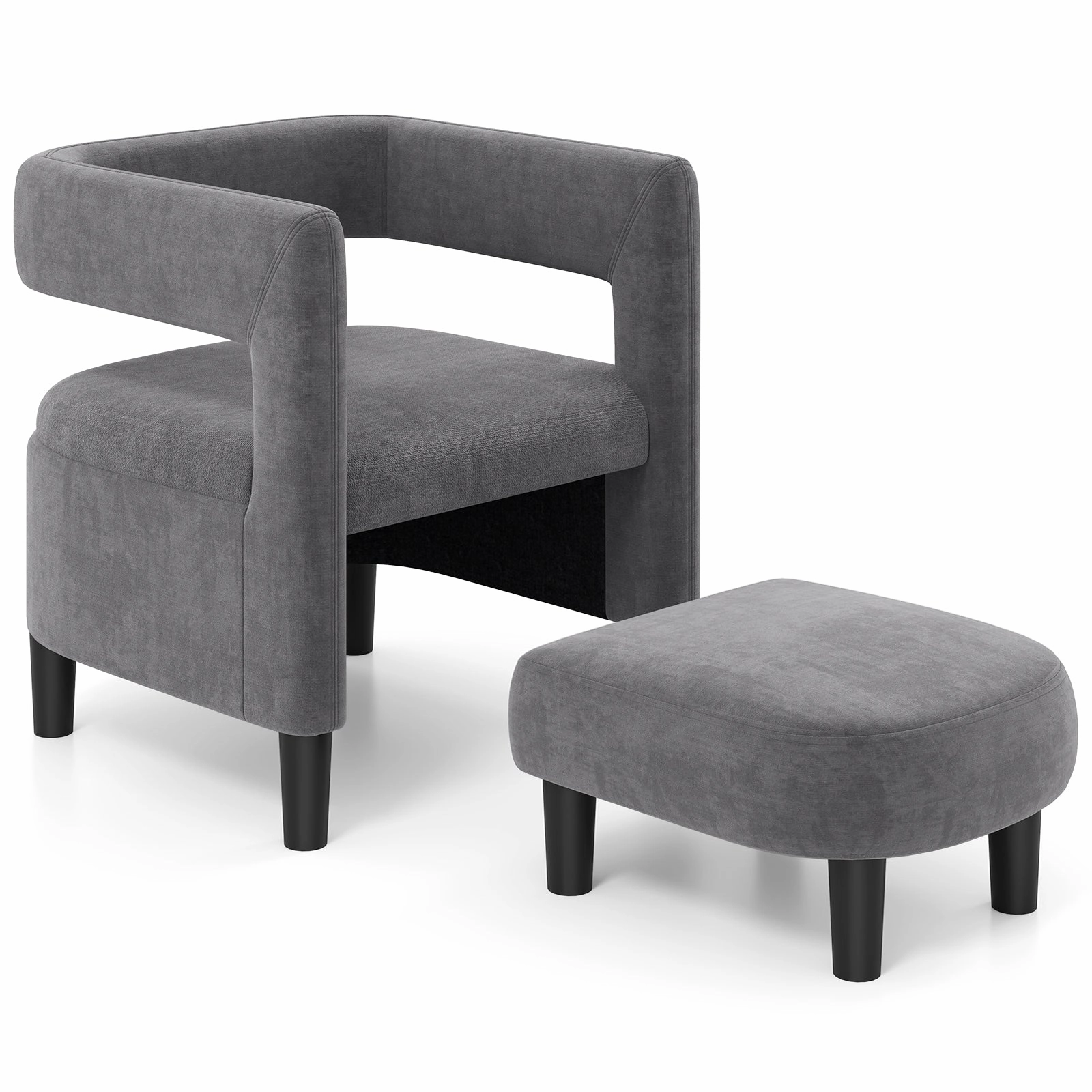 Giantex Velvet Accent Chair with Ottoman sectional sofa, corner couch