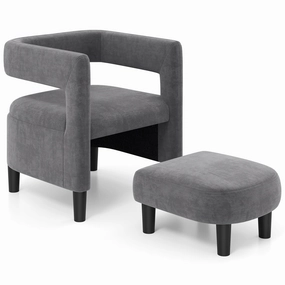 Giantex Velvet Accent Chair with Ottoman recliner chair, sleeper chair