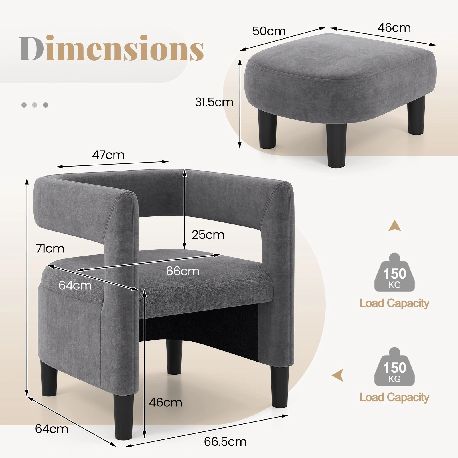 Giantex Velvet Accent Chair with Ottoman
