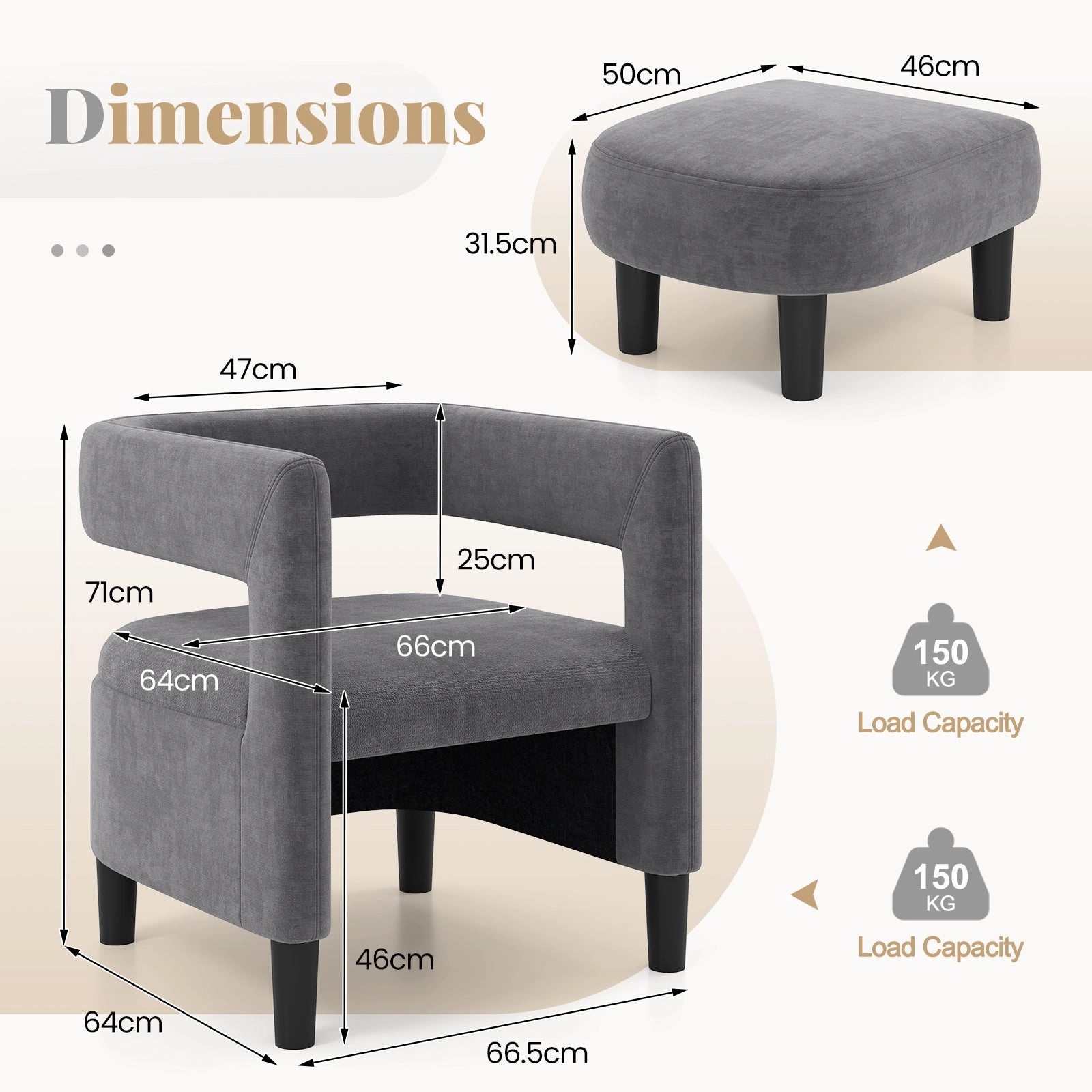 Giantex Velvet Accent Chair with Ottoman