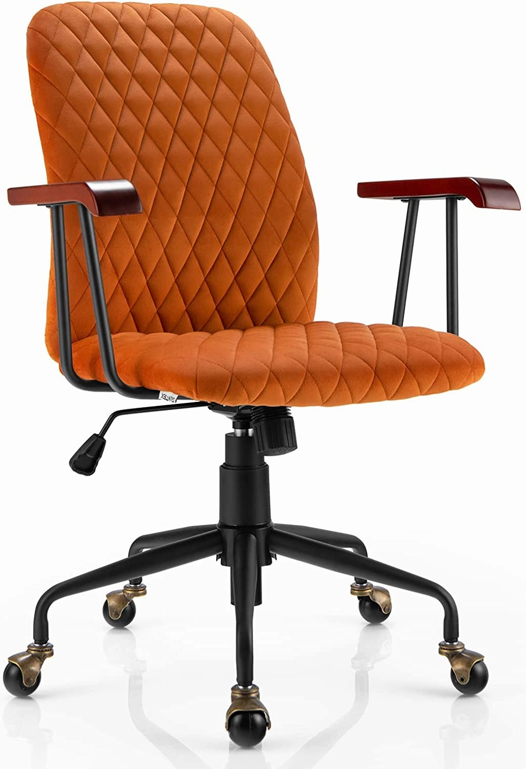 Giantex Velvet Home Office Desk Chair, Adjustable Swivel Task Chair, Vintage Mid-Back Leisure Chair