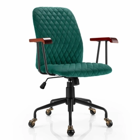 Giantex Velvet Home Office Desk Chair, Adjustable Swivel Task Chair, Vintage Mid-Back Leisure Chair outdoor dining set, patio table