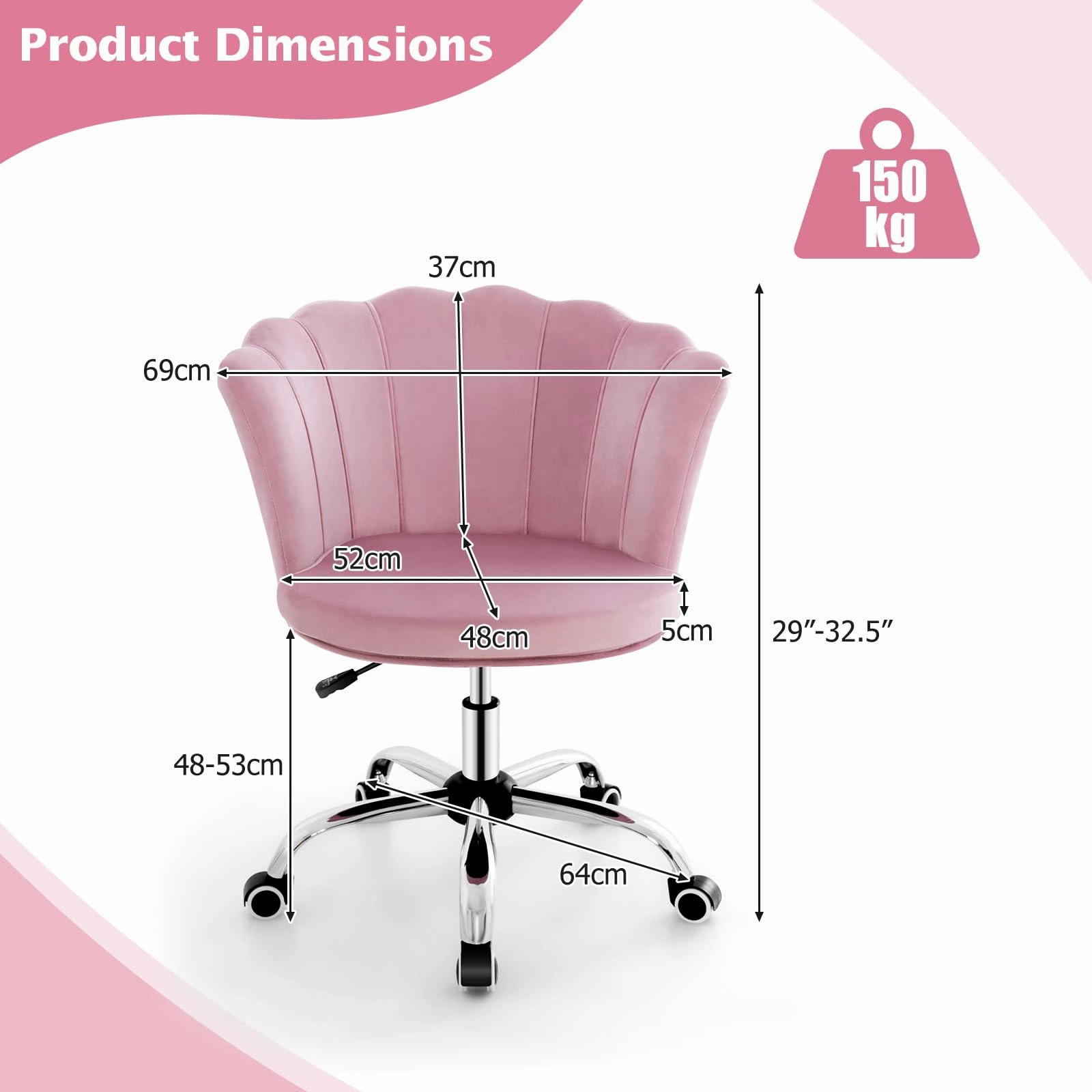 Giantex Velvet Office Desk Chair Pink