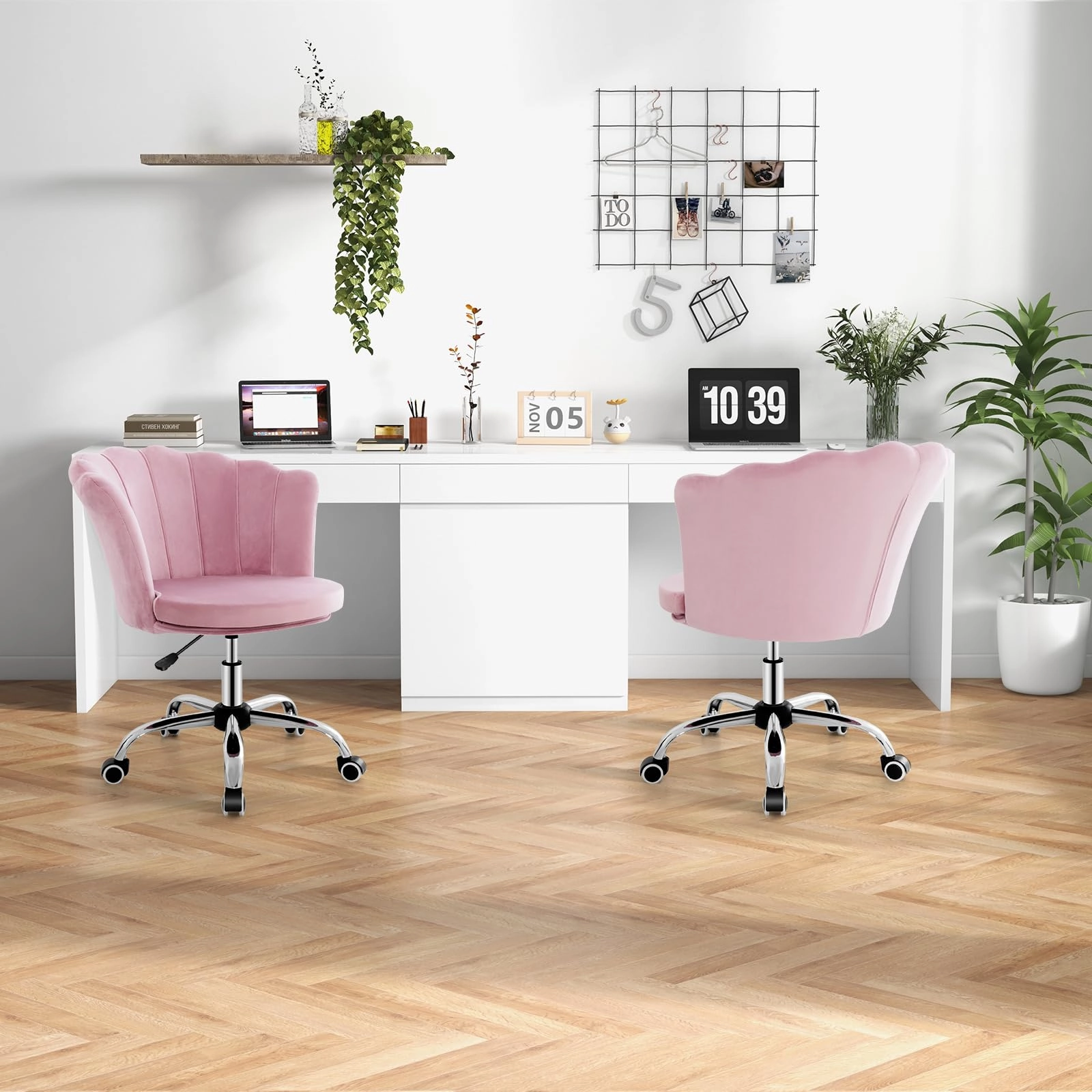 Giantex Velvet Office Desk Chair Pink
