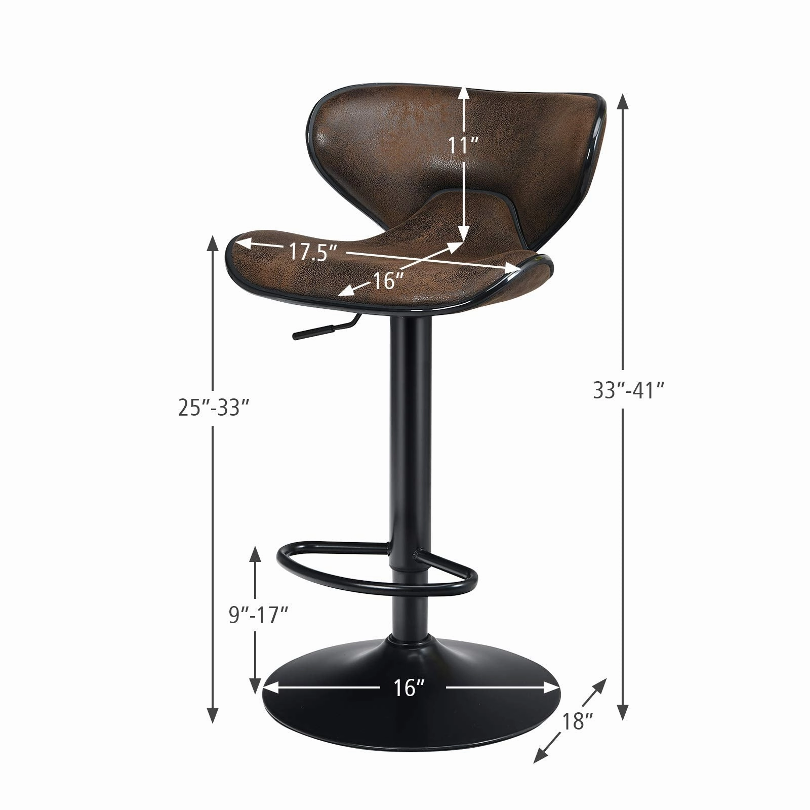 Giantex Vintage Barstools, Swivel Bar Stool with Backrest, Footrest and Height Adjustable, Counter Barstool for Bar
