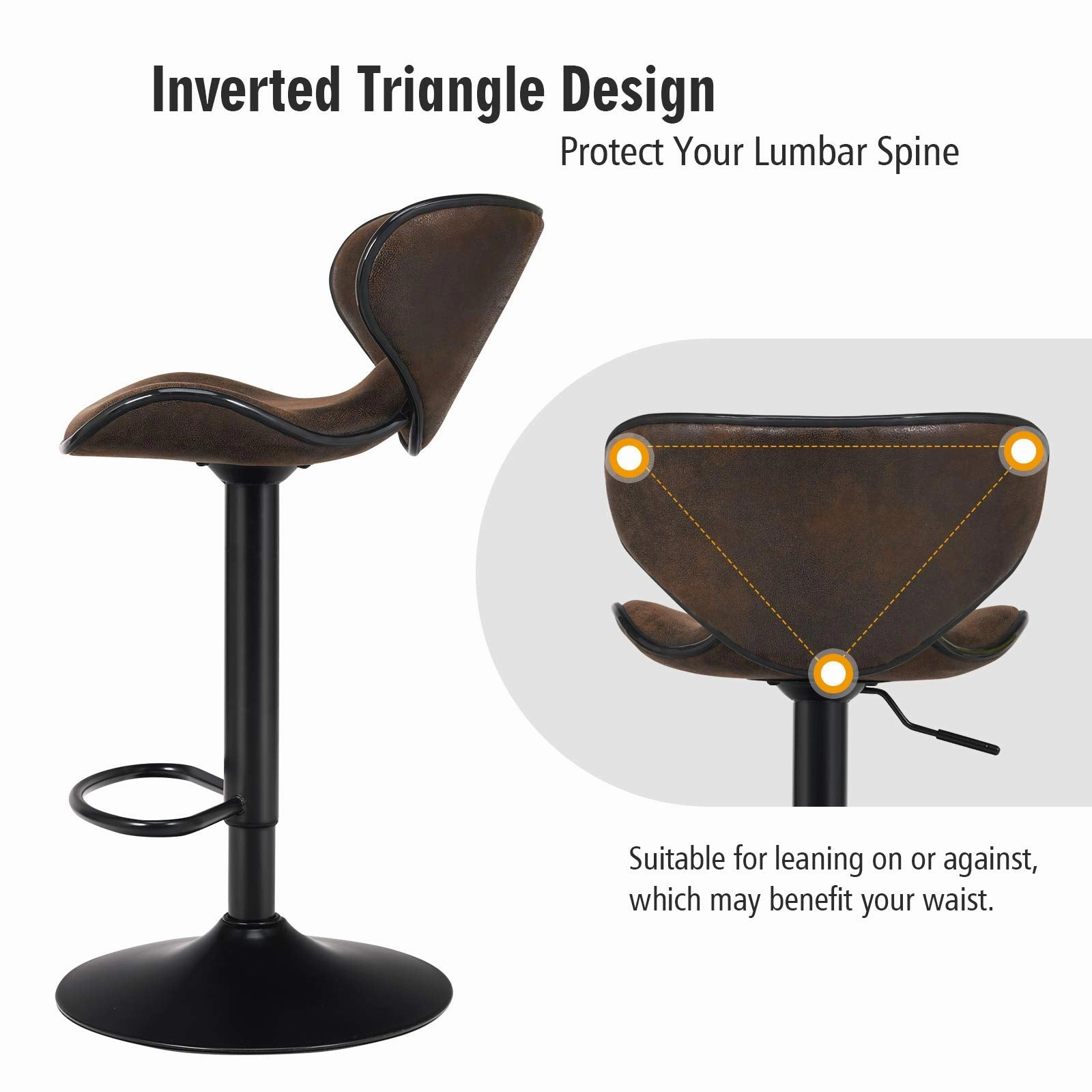Giantex Vintage Barstools, Swivel Bar Stool with Backrest, Footrest and Height Adjustable, Counter Barstool for Bar