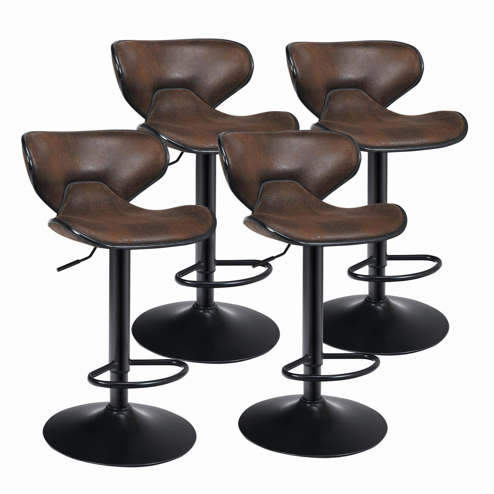 Giantex Vintage Barstools, Swivel Bar Stool with Backrest, Footrest and Height Adjustable, Counter Barstool for Bar