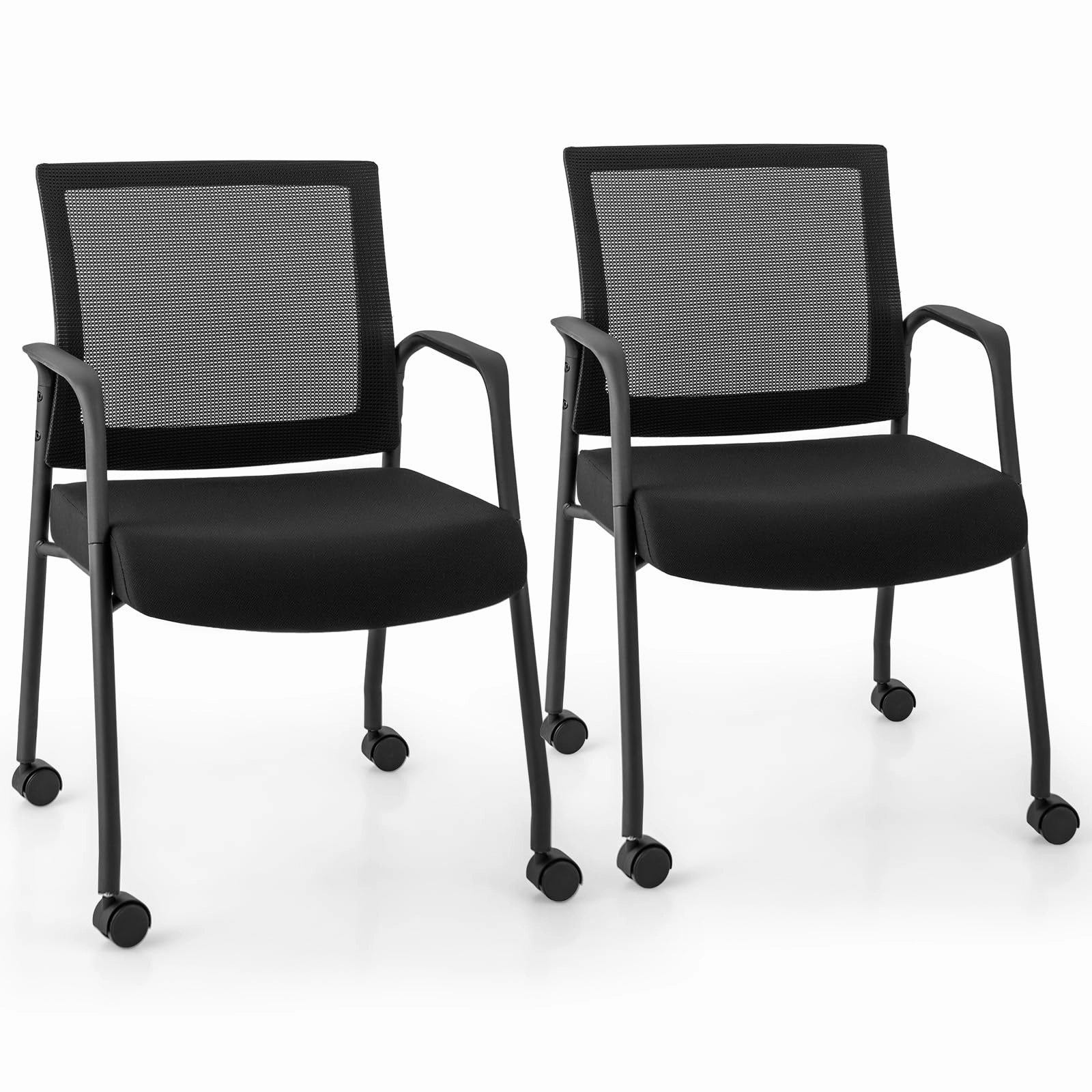 Giantex Waiting Room Chairs - Reception Chairs, Office Guest Chairs with Wheels, Metal Frame & Armrests outdoor dining set, patio table