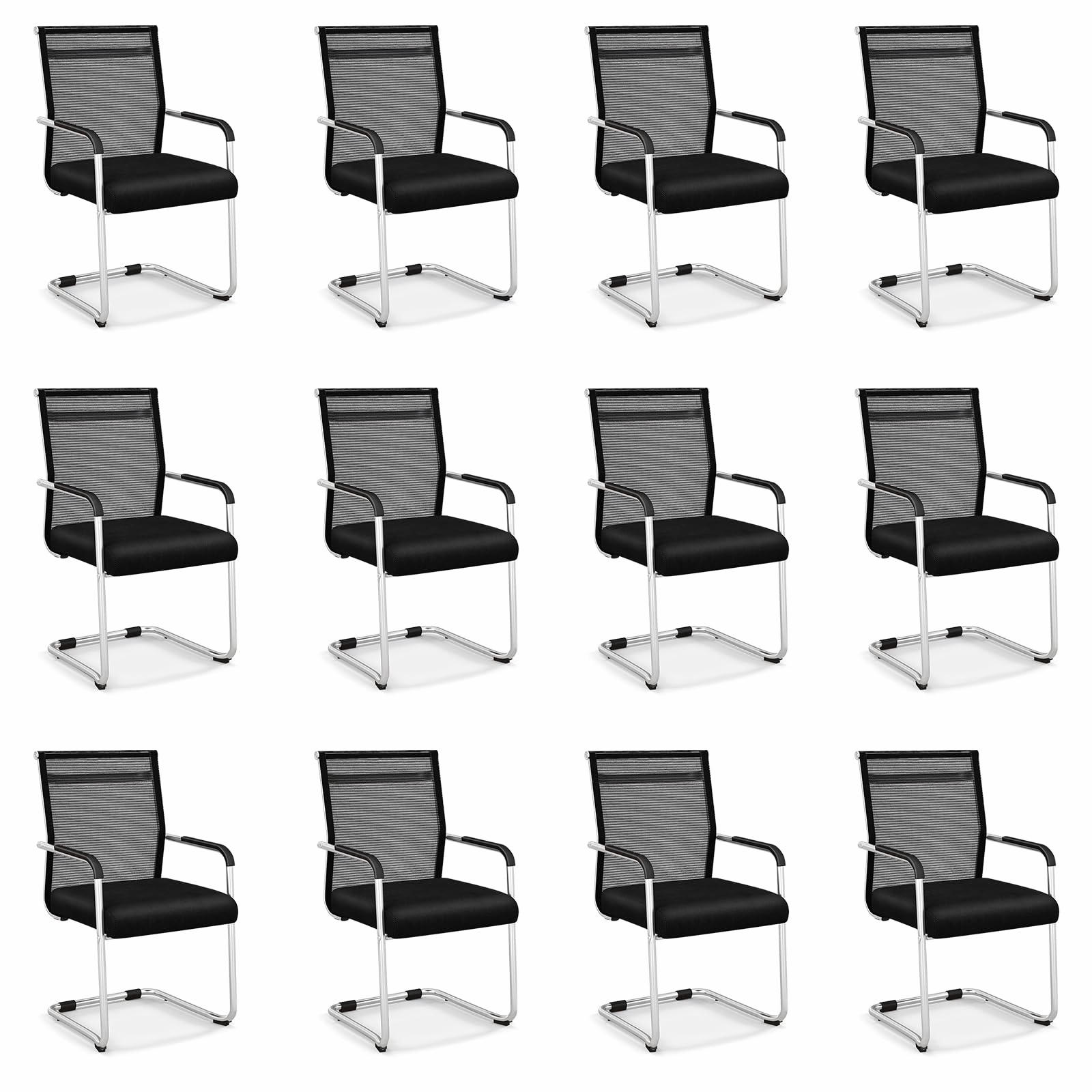 Giantex Waiting Room Chairs, Office Guest Chairs, Lobby Chairs with Metal Sled Base & Armrests
