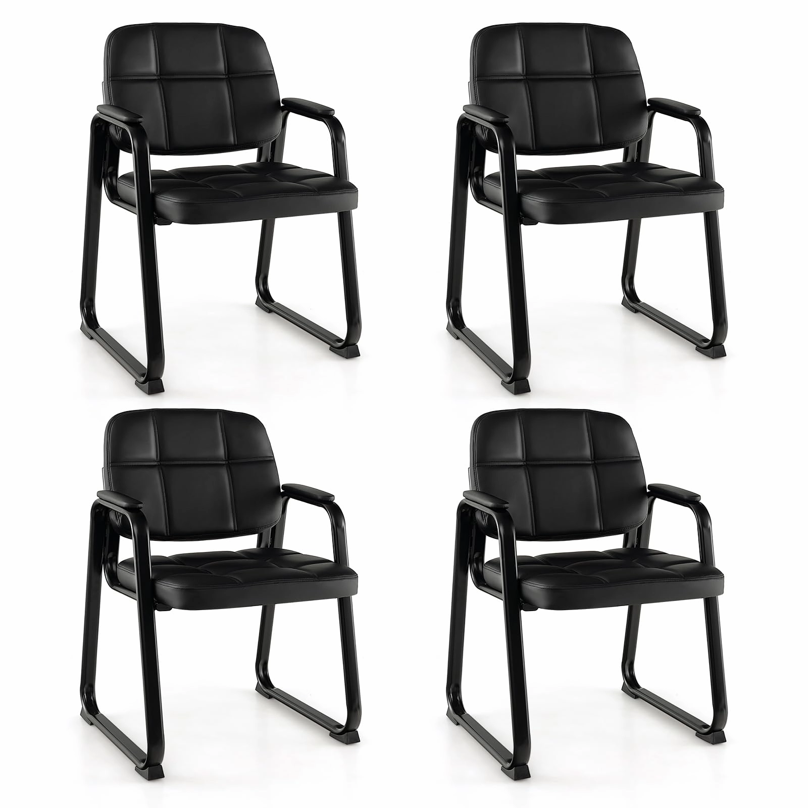 Giantex Waiting Room Chairs, Reception Guest Chair with Padded Armrests, Metal Frame & Sled Base