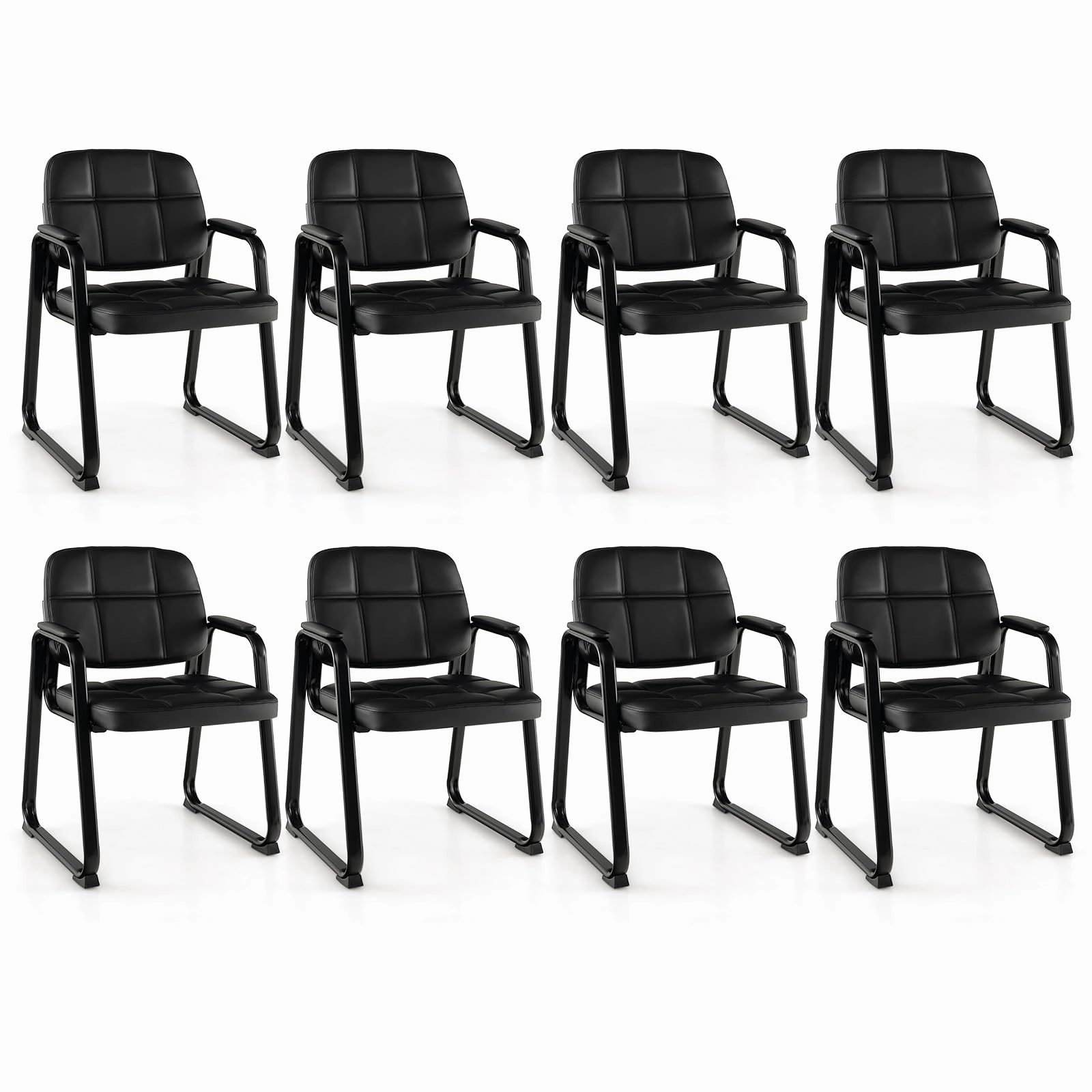 Giantex Waiting Room Chairs, Reception Guest Chair with Padded Armrests, Metal Frame & Sled Base