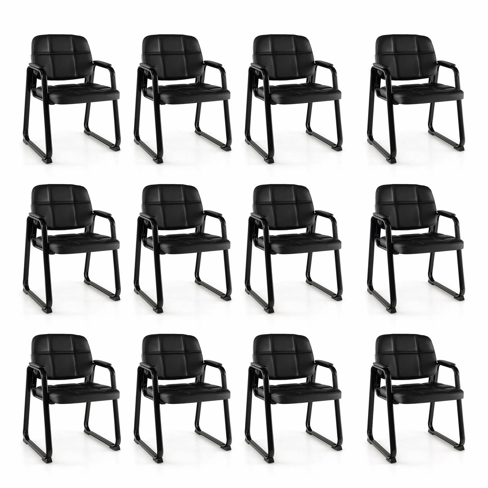 Giantex Waiting Room Chairs, Reception Guest Chair with Padded Armrests, Metal Frame & Sled Base