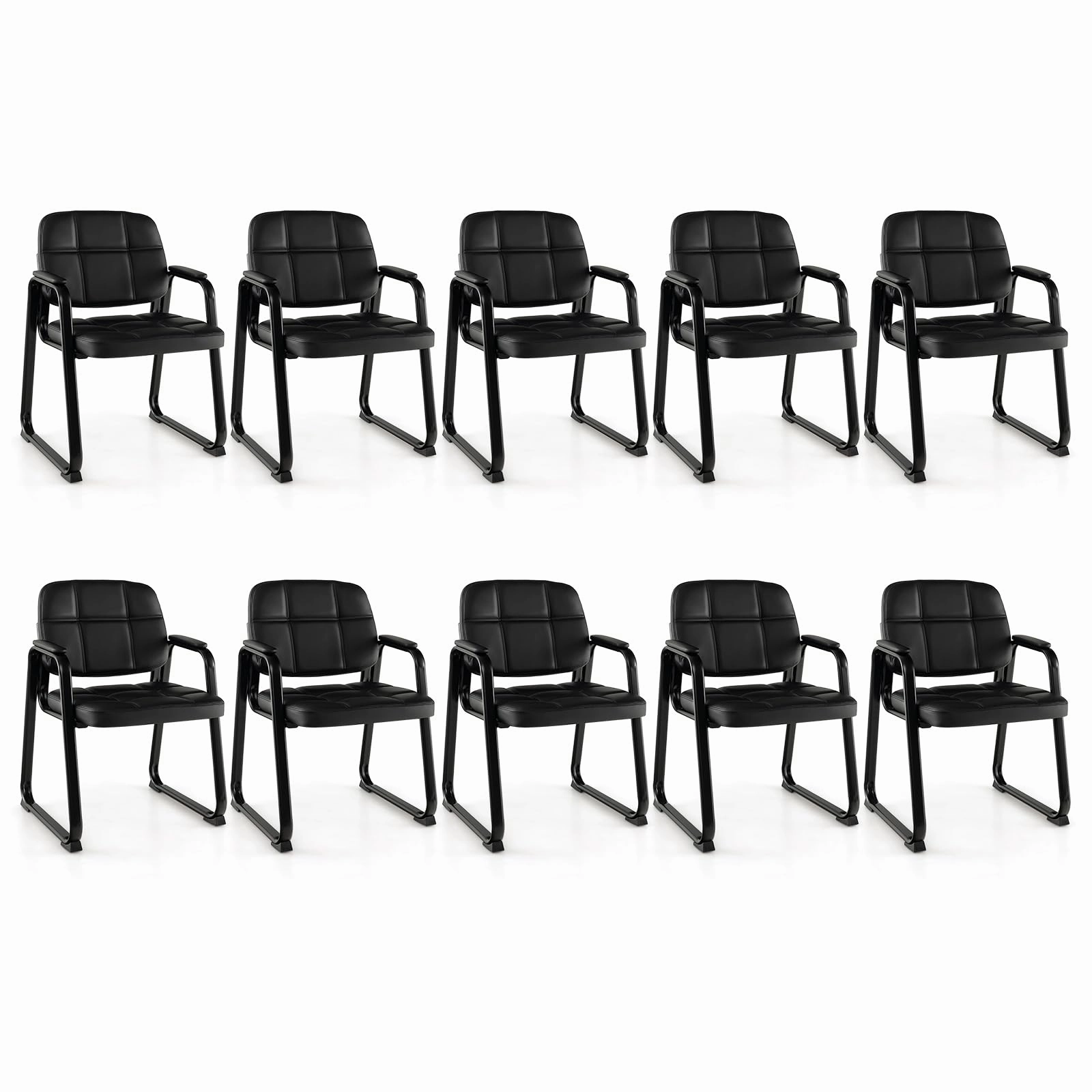 Giantex Waiting Room Chairs, Reception Guest Chair with Padded Armrests, Metal Frame & Sled Base