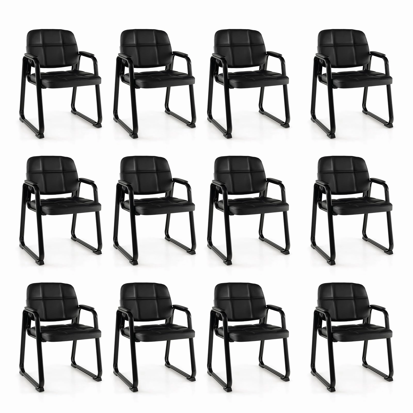 Giantex Waiting Room Chairs, Reception Guest Chair with Padded Armrests, Metal Frame & Sled Base