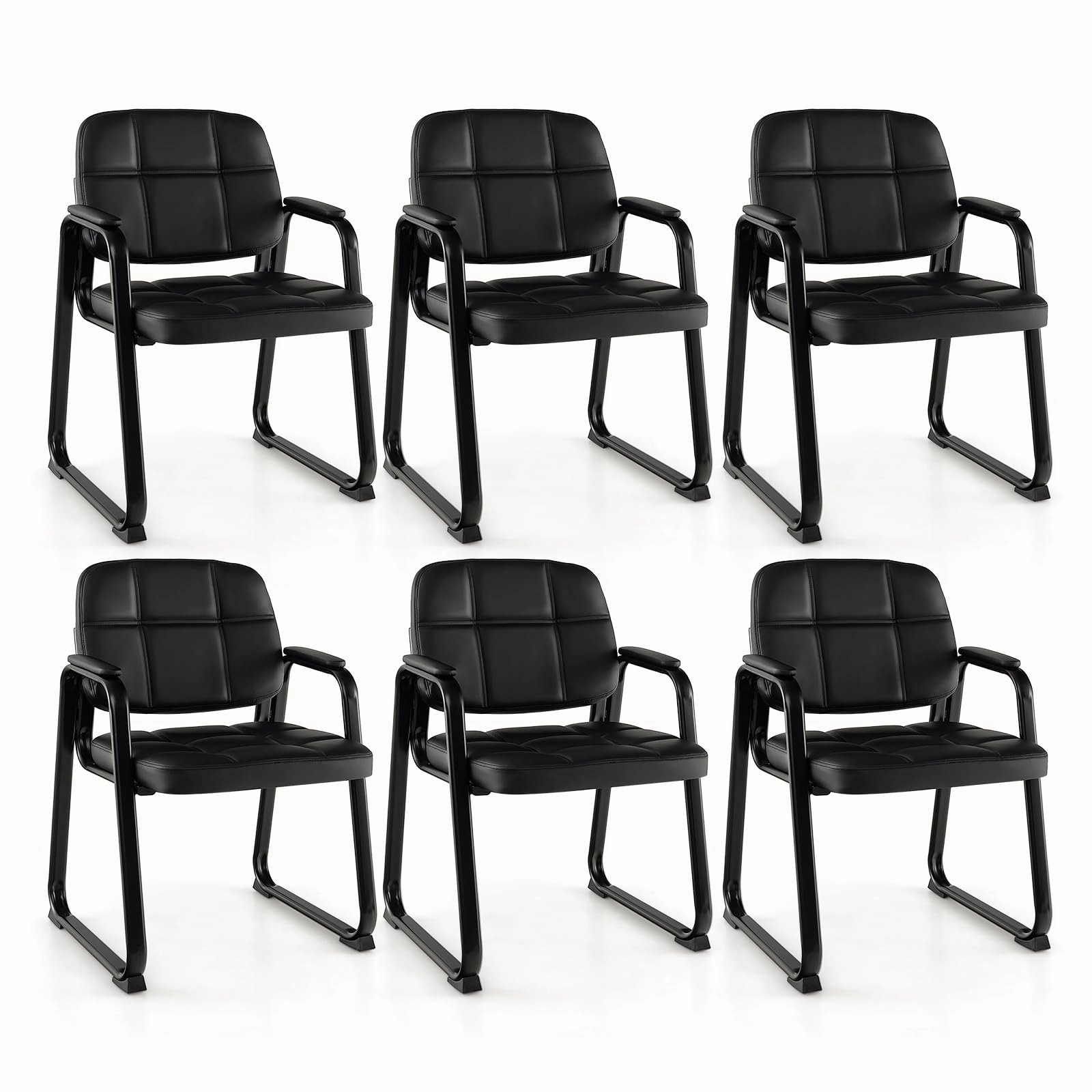 Giantex Waiting Room Chairs, Reception Guest Chair with Padded Armrests, Metal Frame & Sled Base