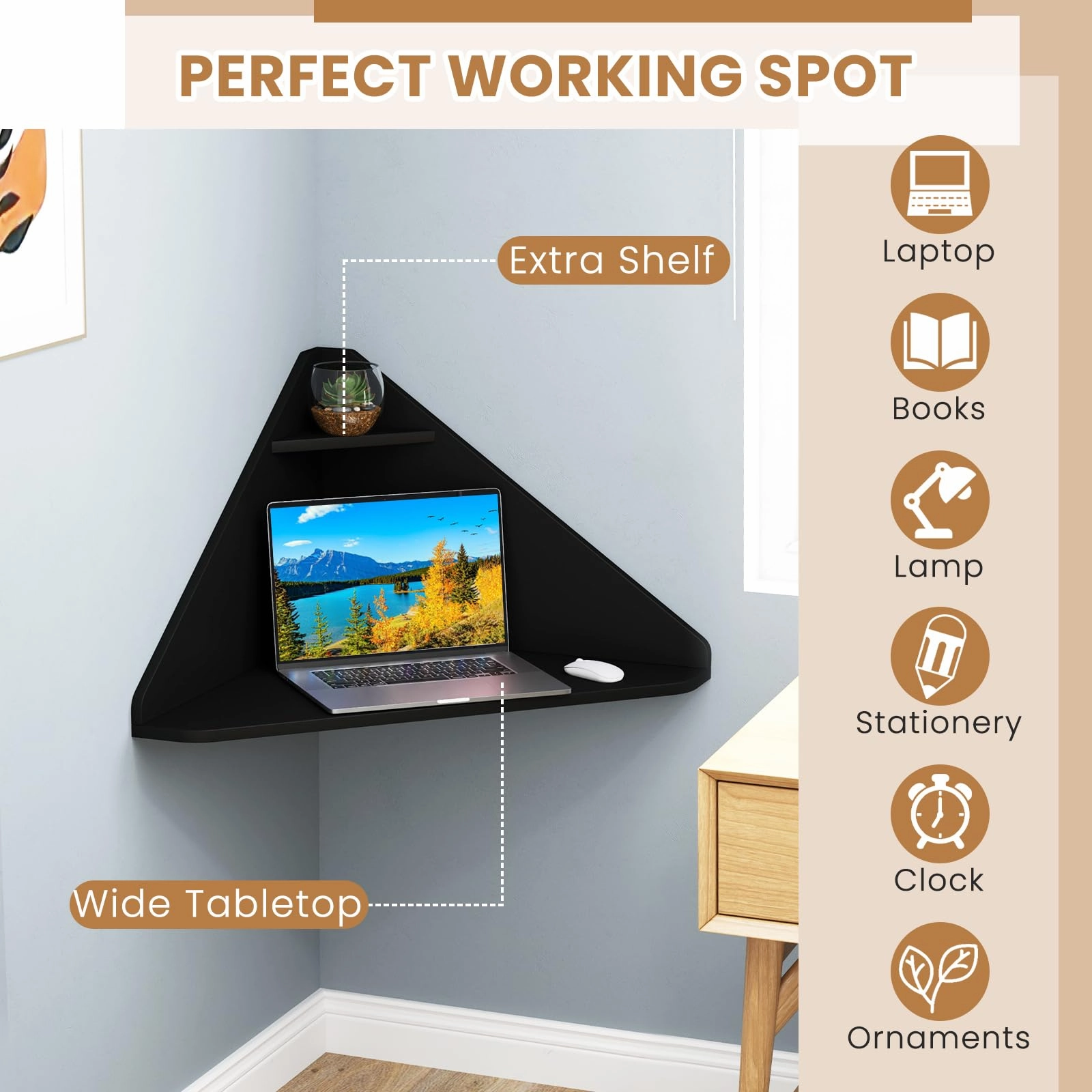 Giantex Wall Mounted Computer Desk with Storage Shelf