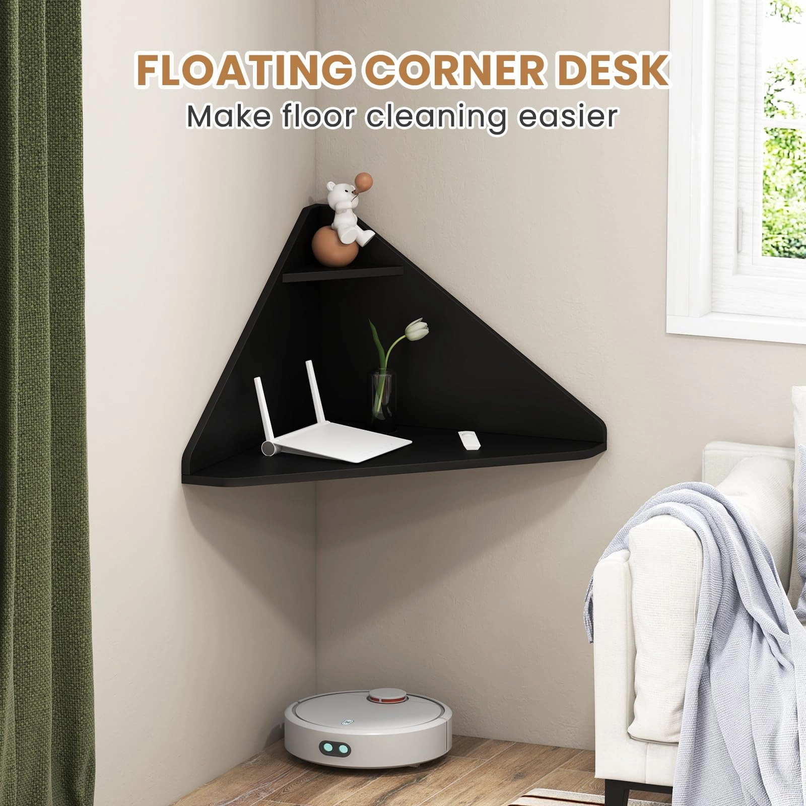 Giantex Wall Mounted Computer Desk with Storage Shelf