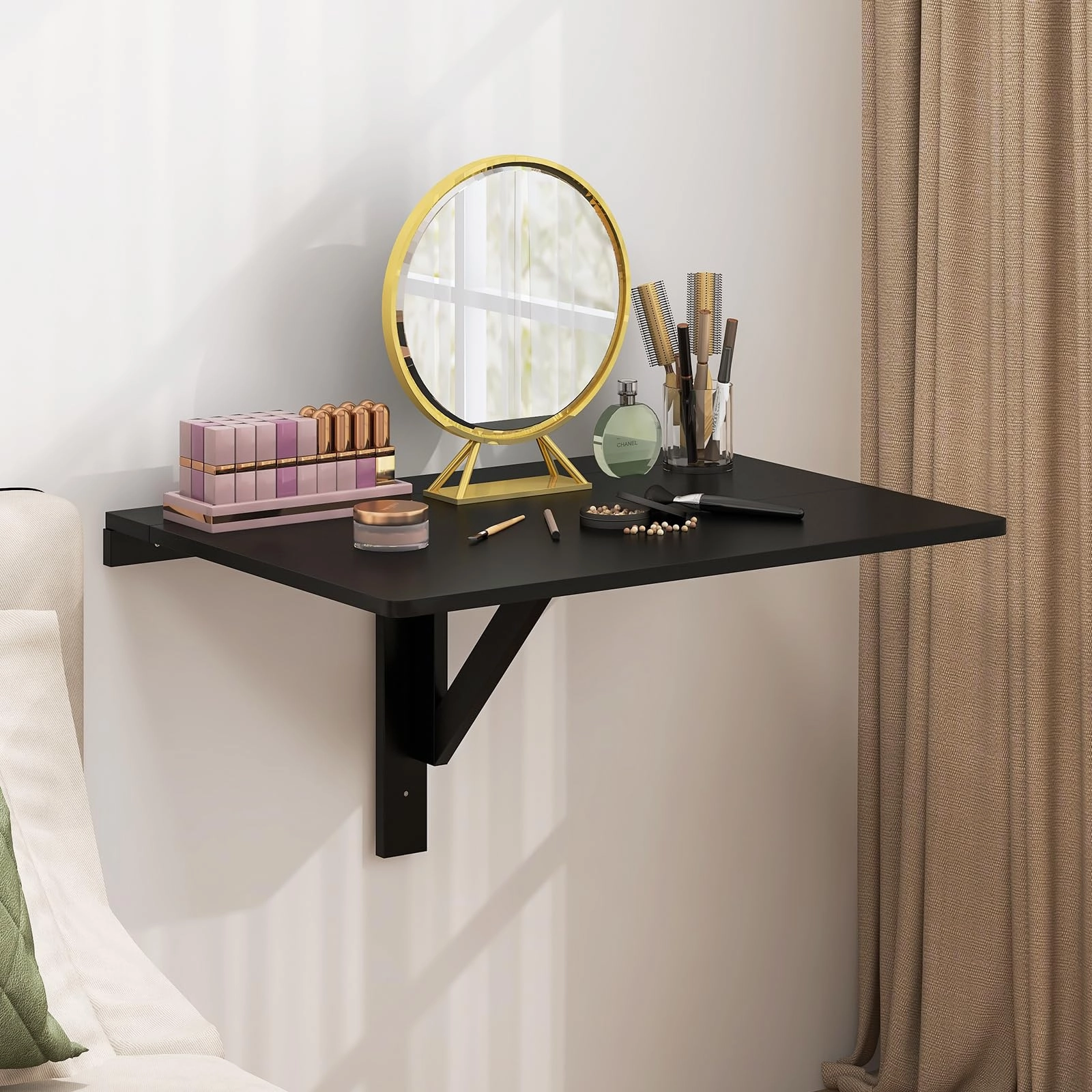 Giantex Wall Mounted Folding Table, 31.5" x 23.5" Wood Murphy Desk Drop-Leaf Table