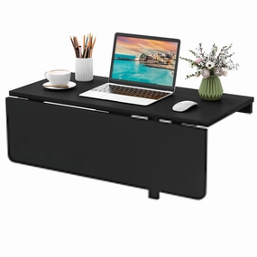 Giantex Wall Mounted Folding Table, 31.5" x 23.5" Wood Murphy Desk Drop-Leaf Table outdoor dining set, patio table