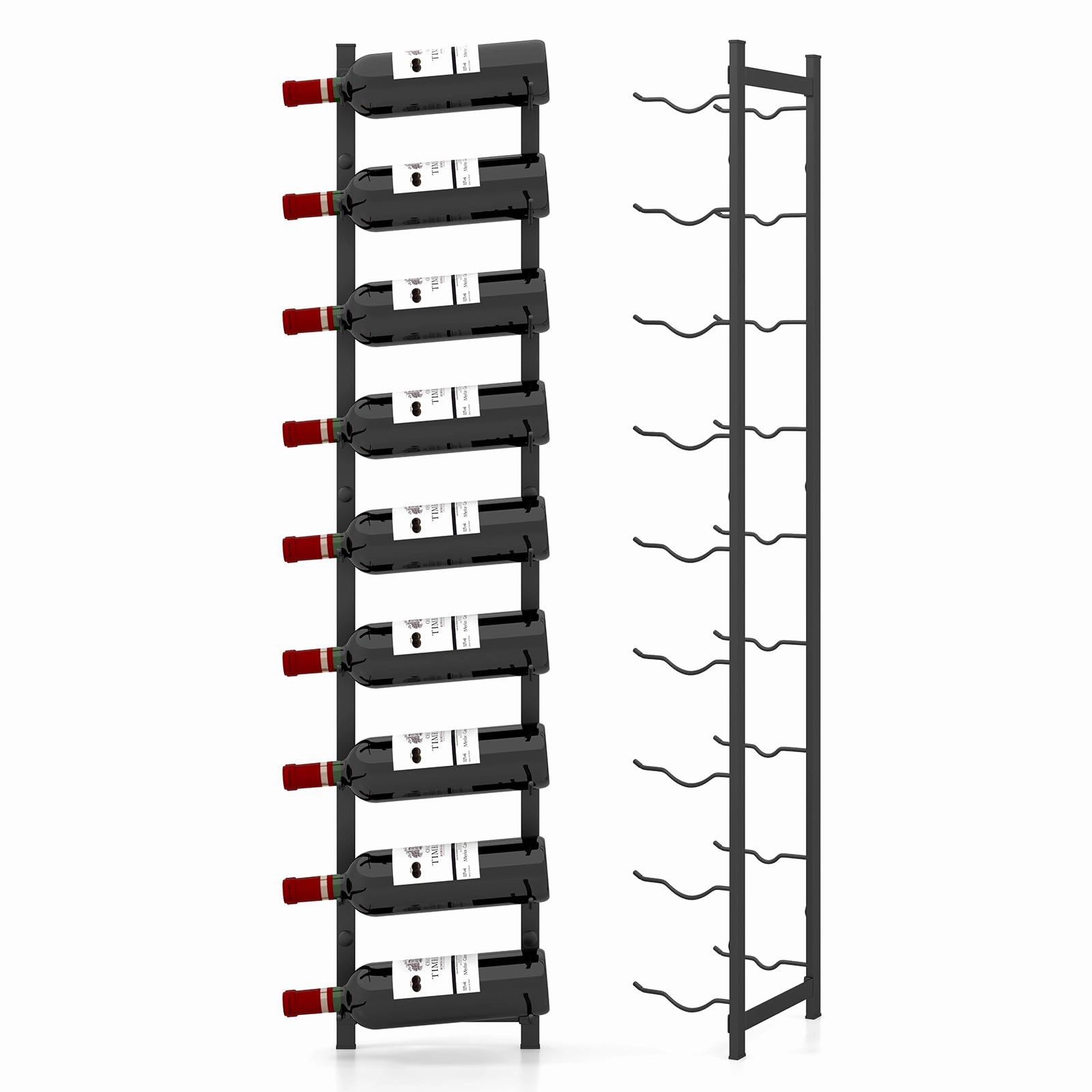 Giantex Wall Mounted Wine Rack for 9-Bottles, Metal Wall Wine Racks Organizer kitchen towel, placemats