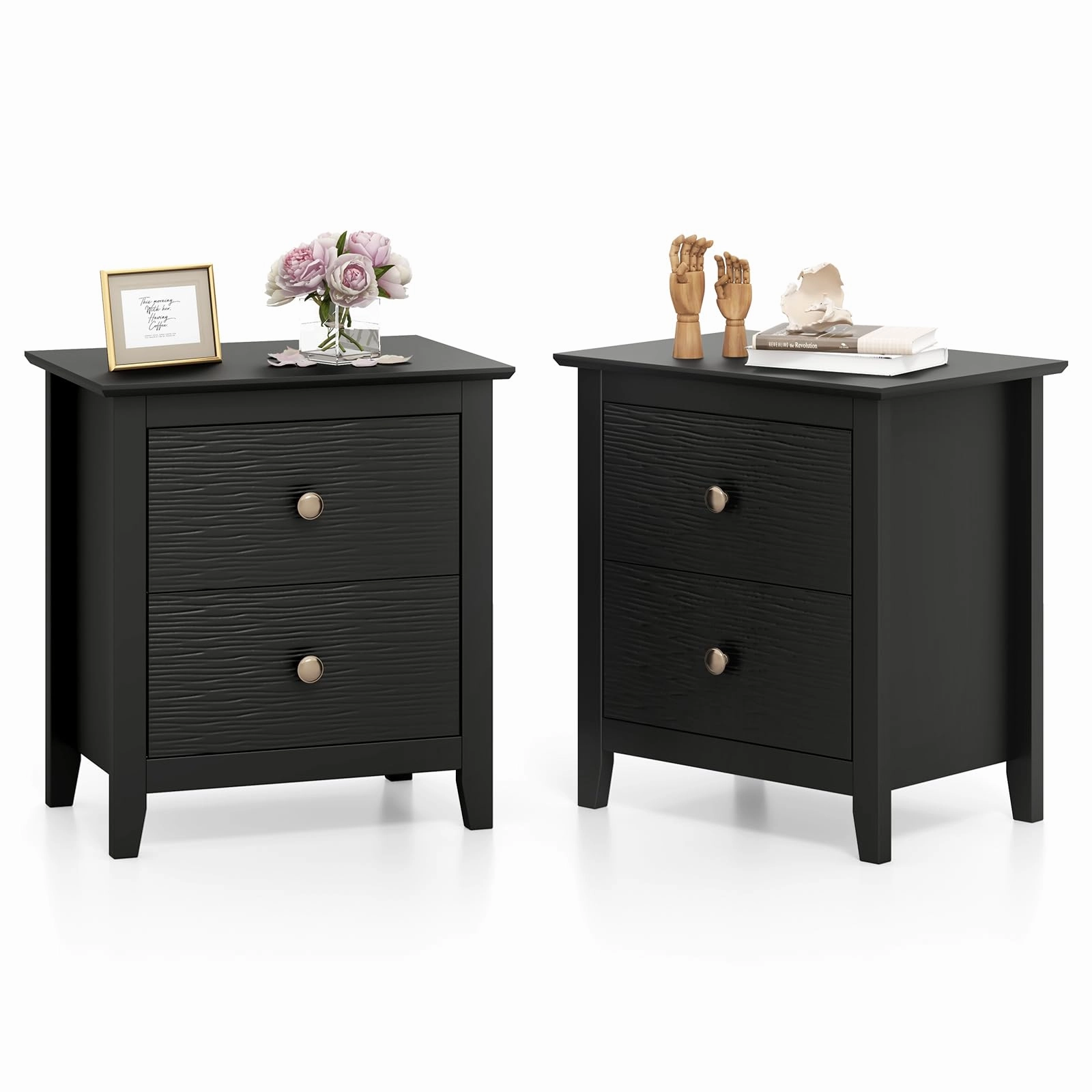 Giantex White and Black Nightstand