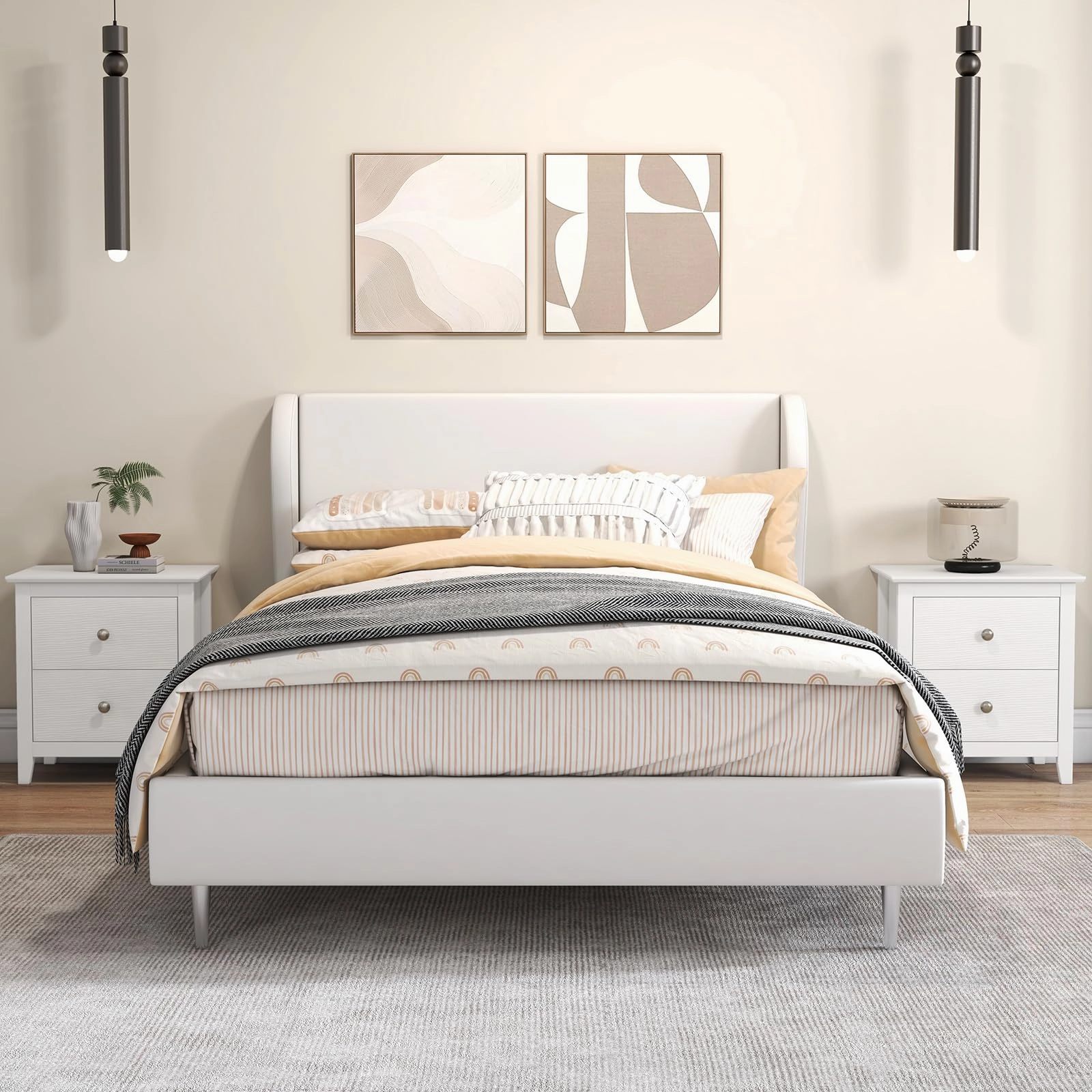 Giantex White and Black Nightstand