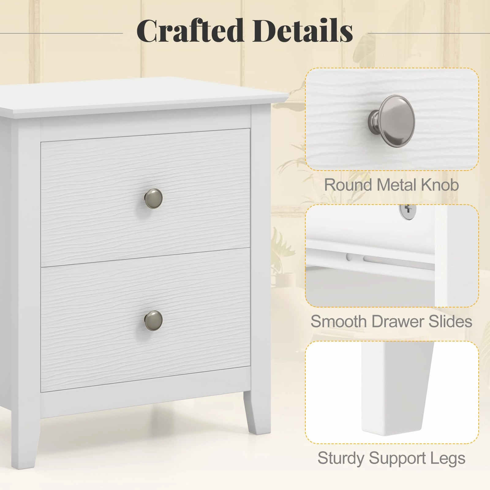 Giantex White and Black Nightstand
