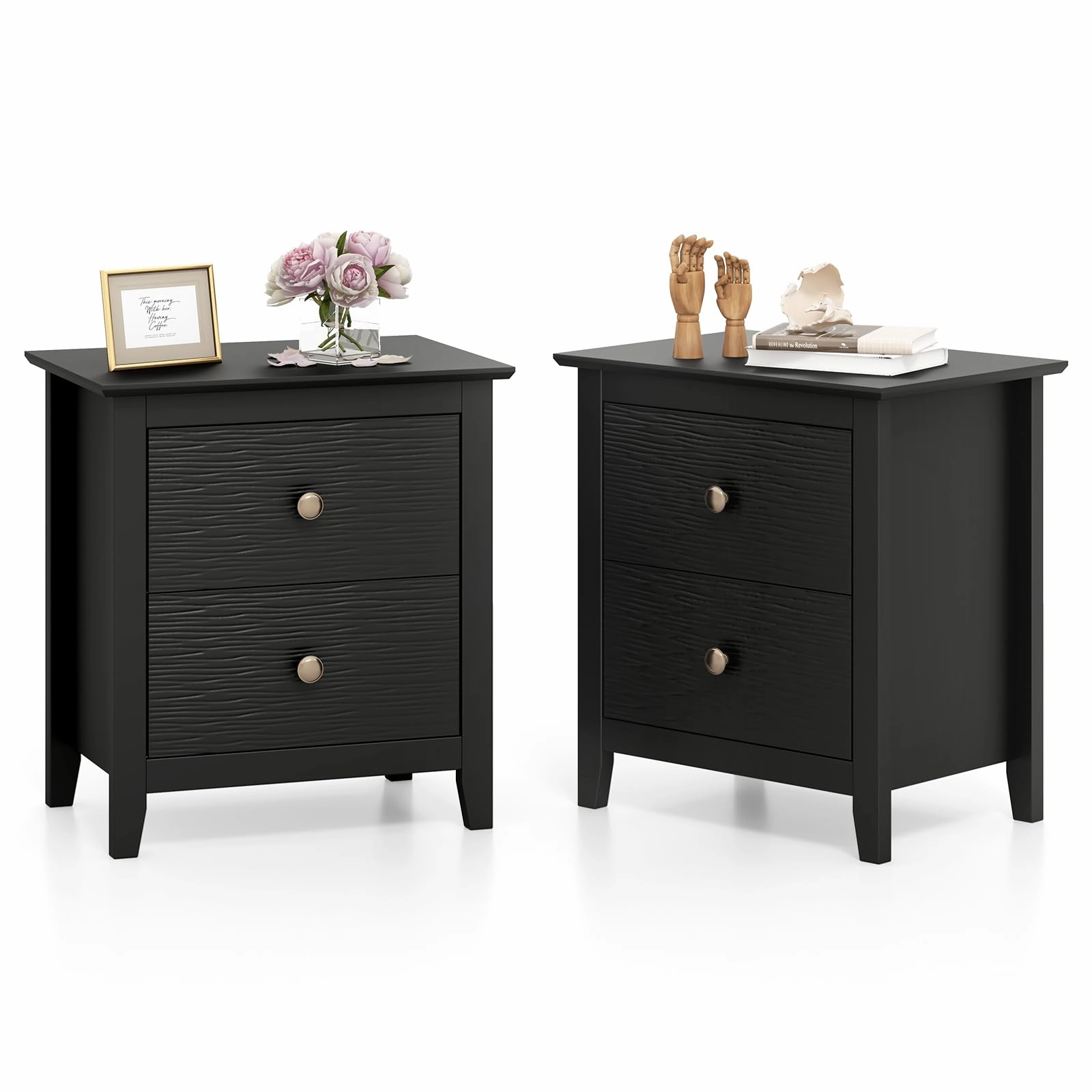 Giantex White and Black Nightstand