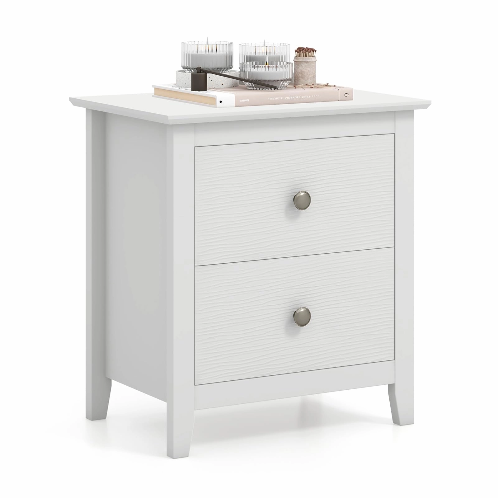 Giantex White and Black Nightstand