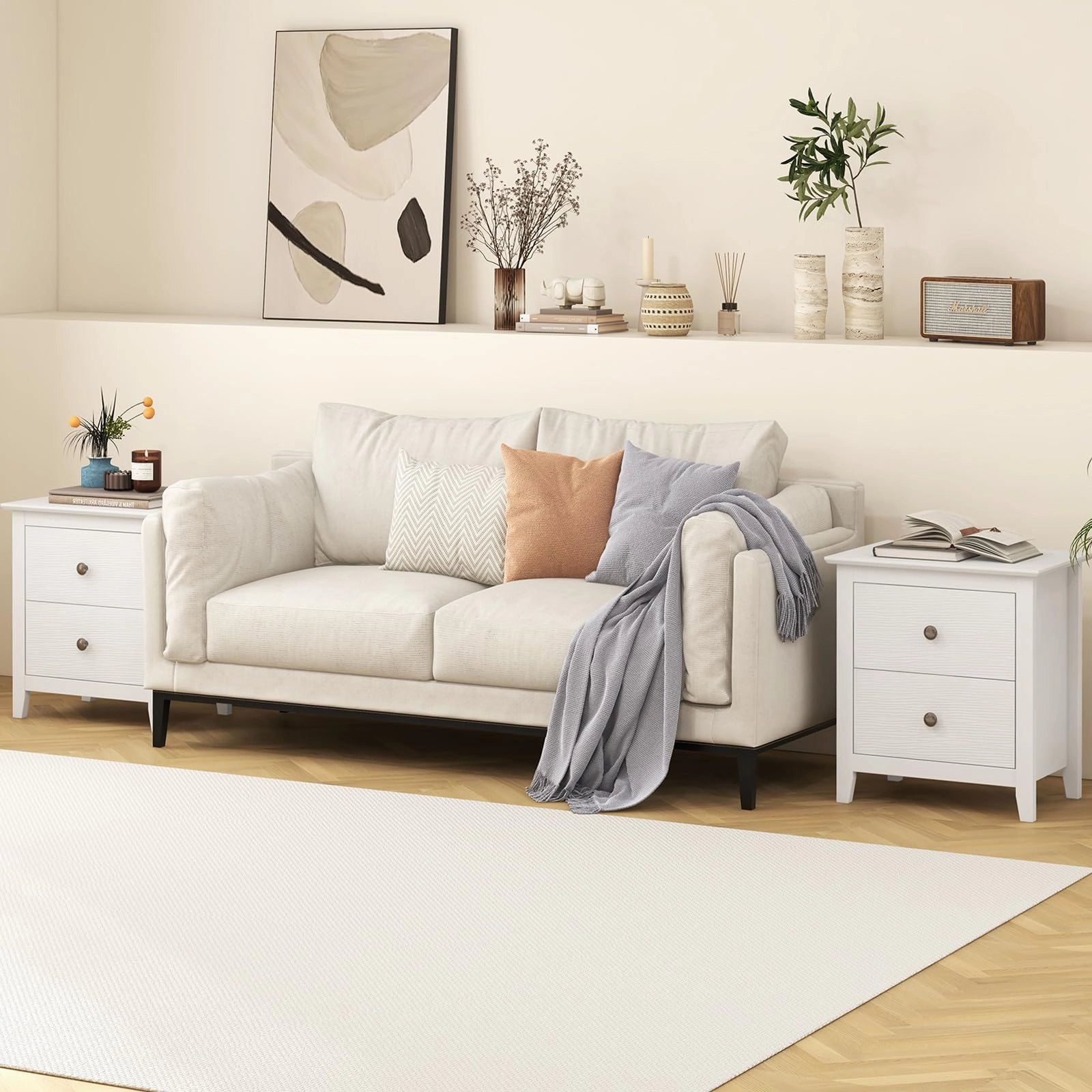 Giantex White and Black Nightstand