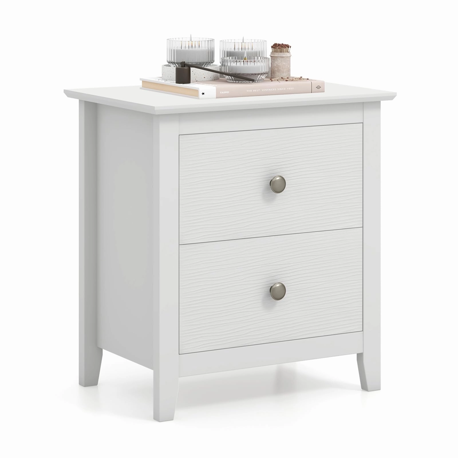 Giantex White and Black Nightstand