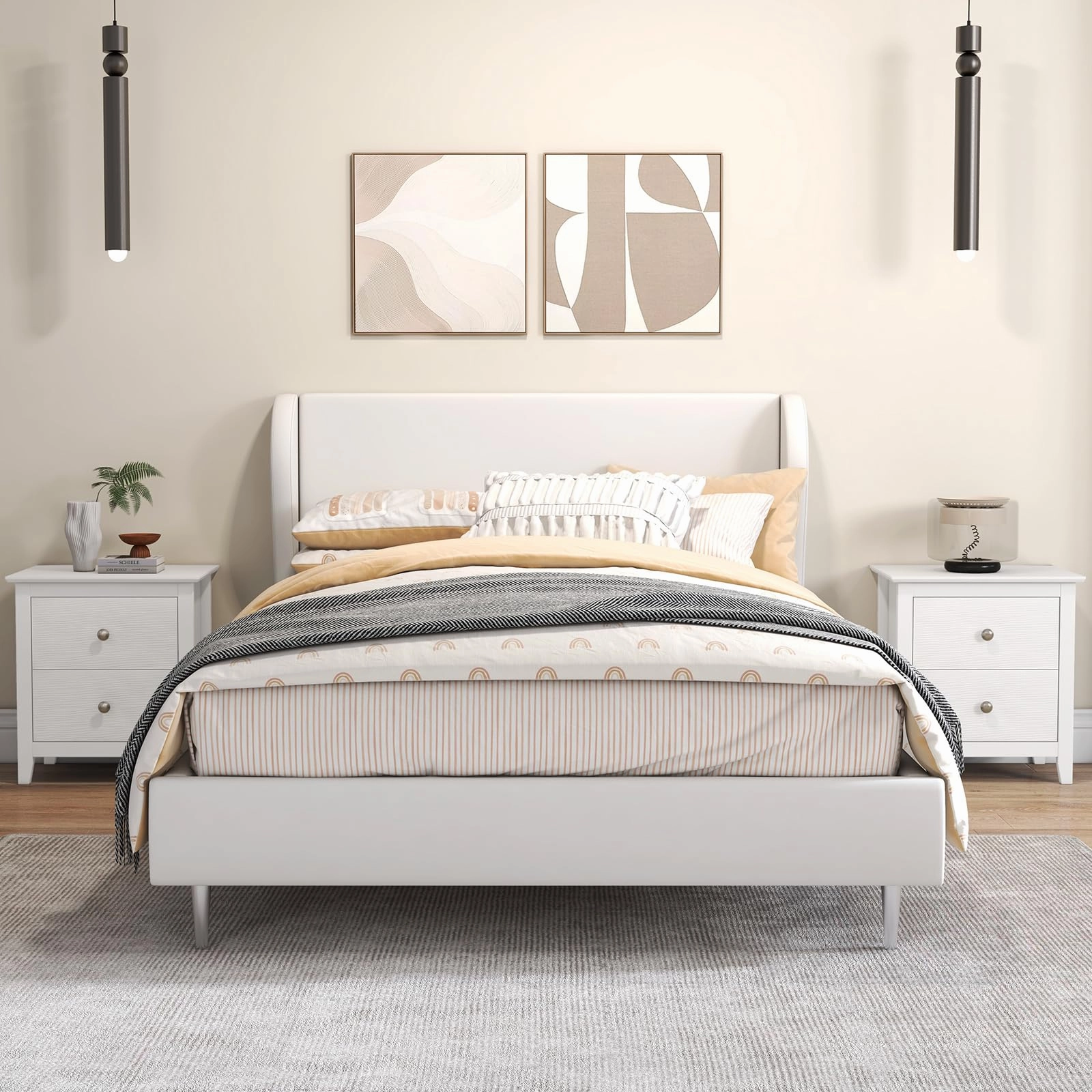 Giantex White and Black Nightstand