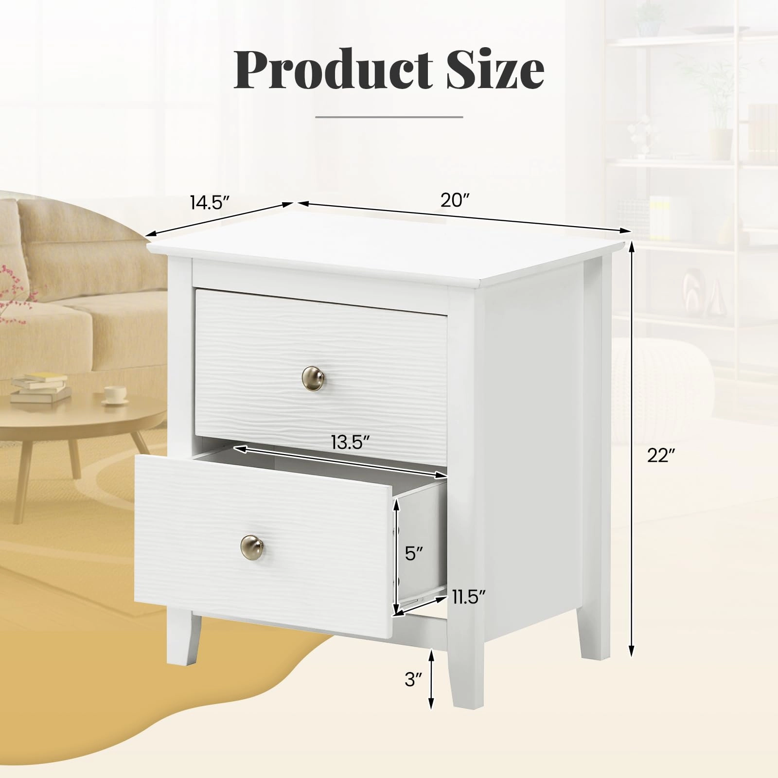Giantex White and Black Nightstand