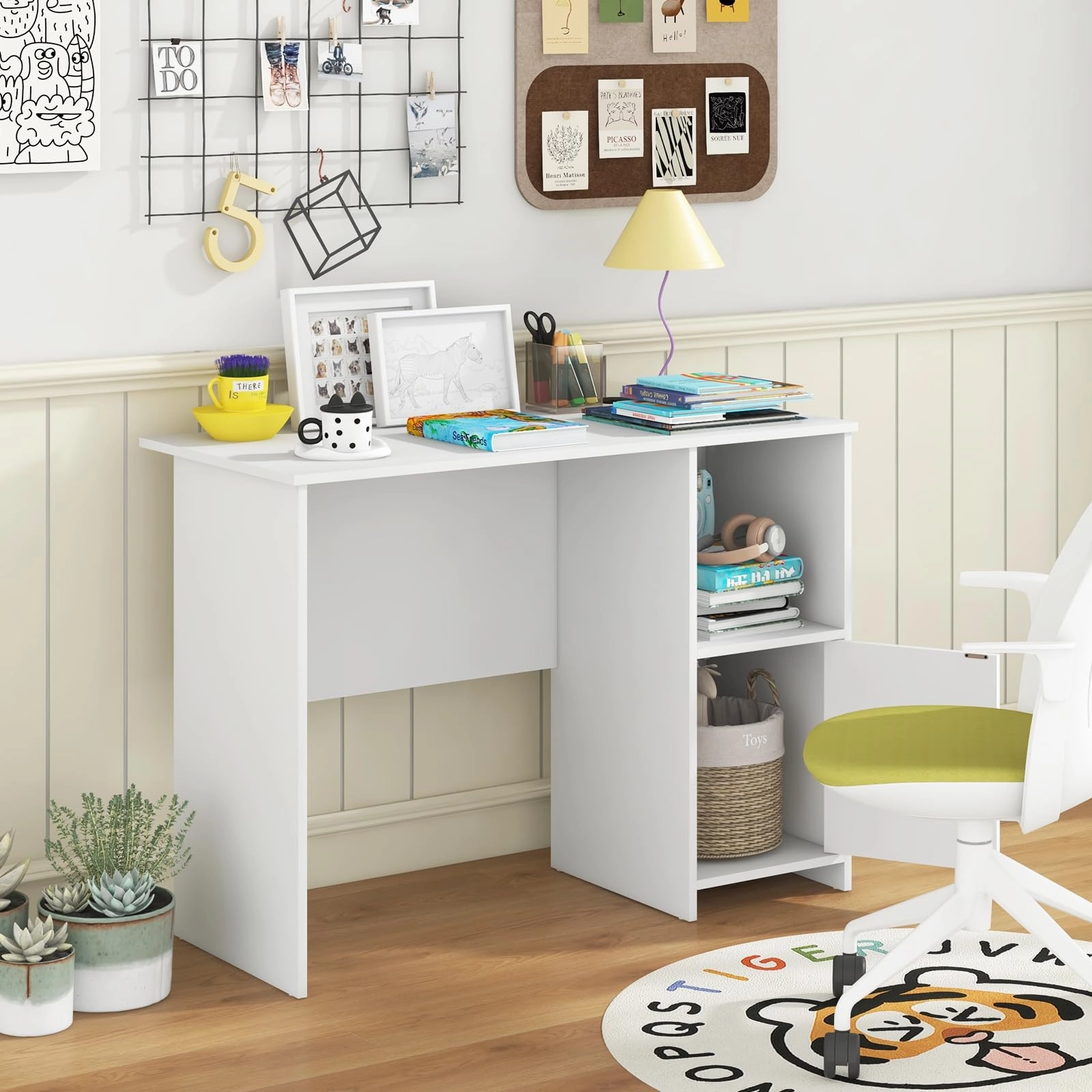 Giantex White Computer Desk with Drawers