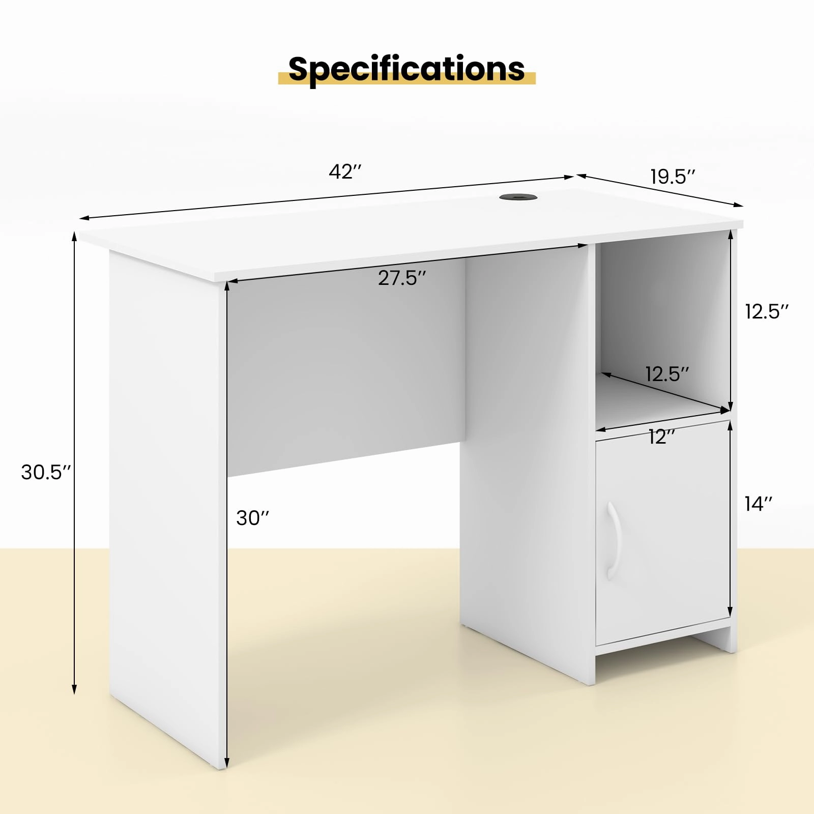 Giantex White Computer Desk with Drawers