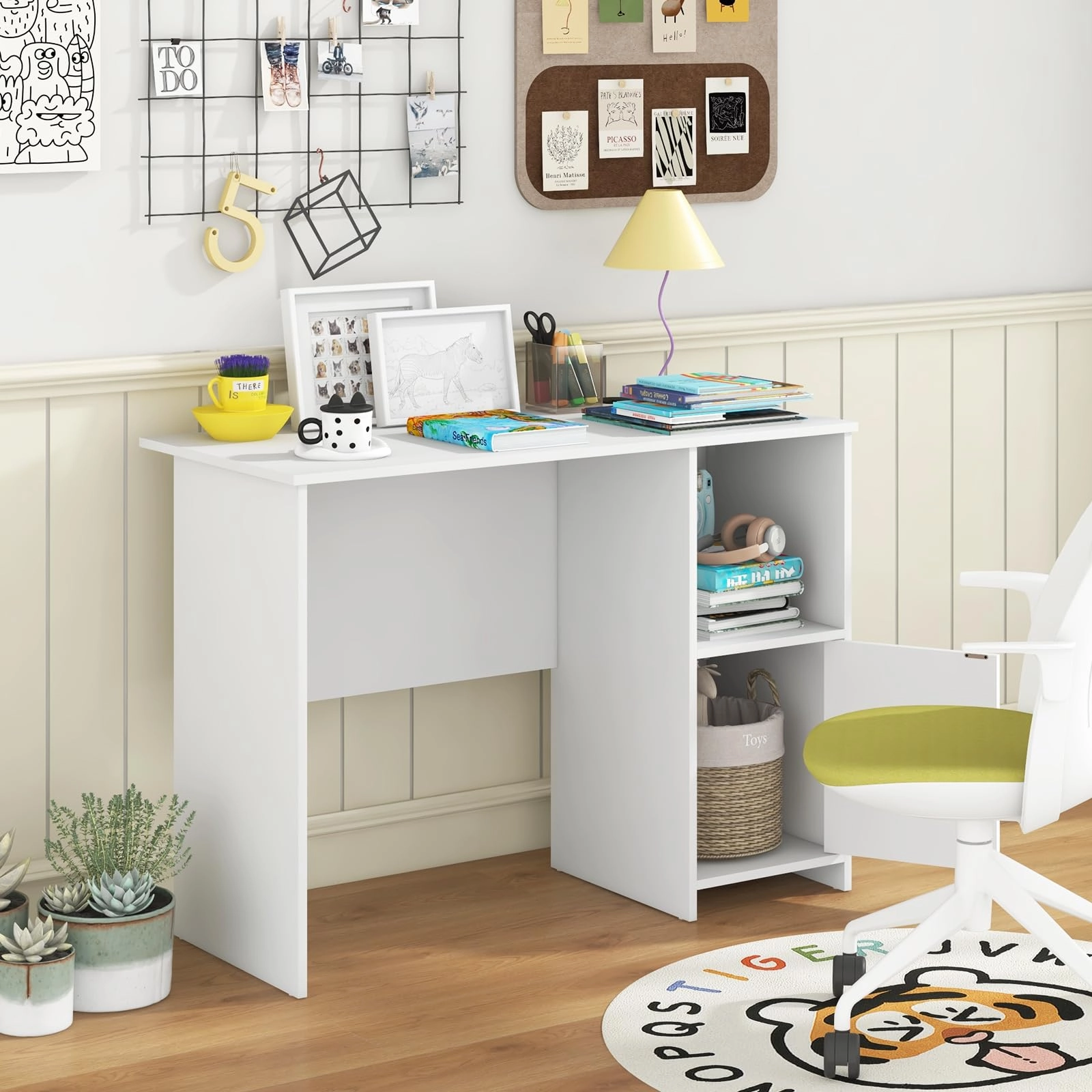 Giantex White Computer Desk with Drawers