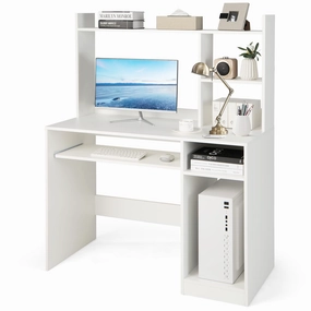 Giantex White Computer Desk with Hutch and Bookshelf patio decor, garden accessories