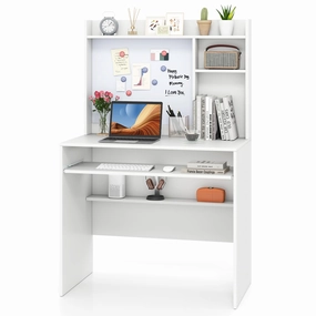 Giantex White Computer Desk with Hutch patio decor, garden accessories