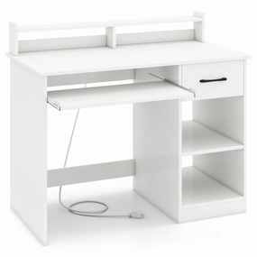 Giantex White Desk with Drawers Modern Home Office Desk patio decor, garden accessories