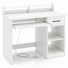 Giantex White Desk with Drawers Modern Home Office Desk outdoor dining set, patio table