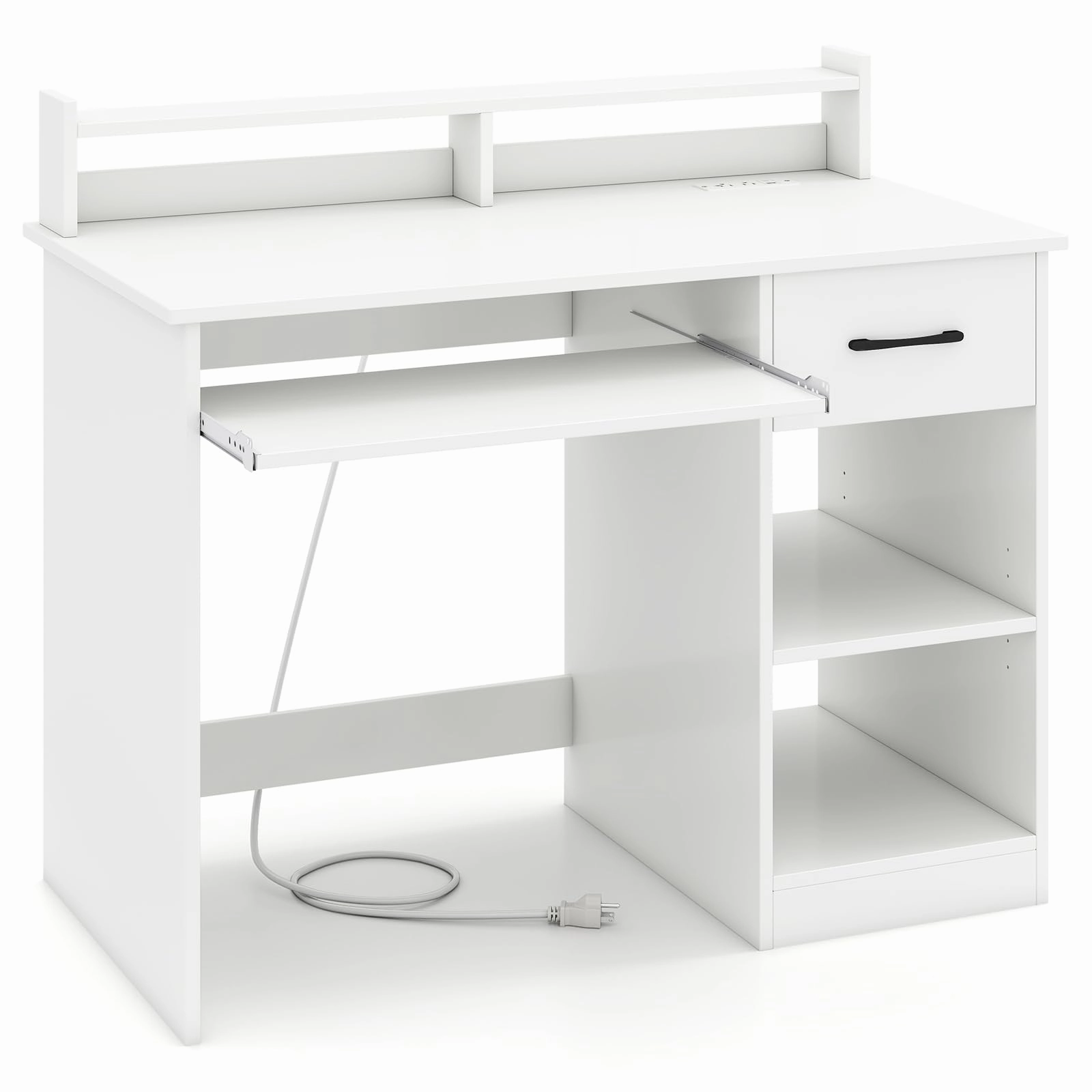 Giantex White Desk with Drawers Modern Home Office Desk outdoor dining set, patio table
