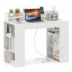 Giantex White Desk with Storage Shelves patio decor, garden accessories